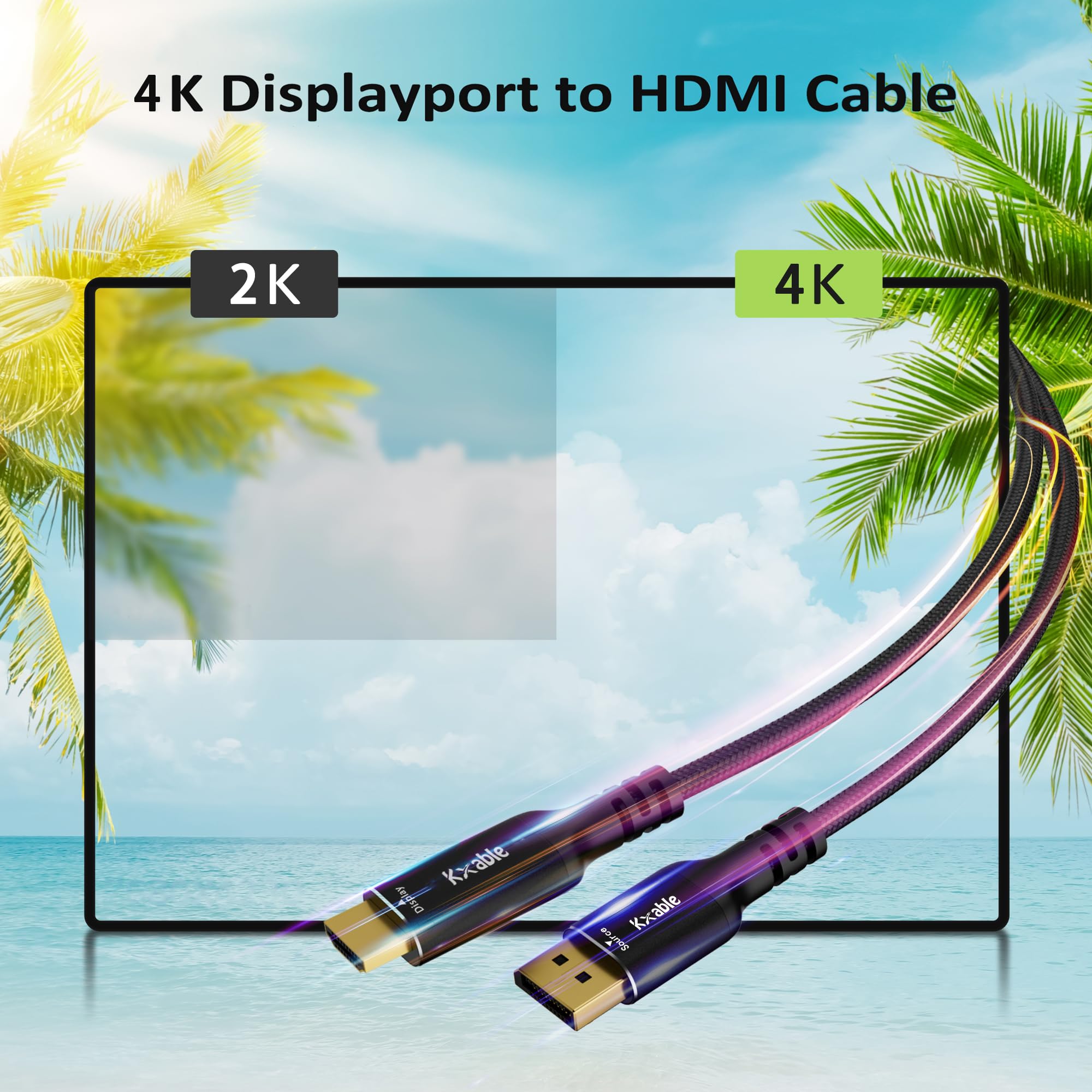 4K DisplayPort To HDMI Cable 50 FT, Uni-Directional DP (Source - View #8