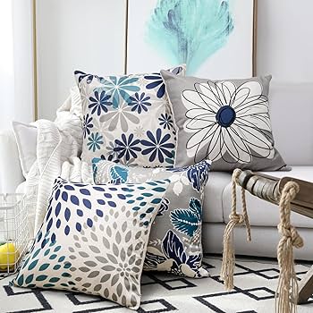 Amazon.com: Blue Decorative Throw Pillow Covers 18x18 Set of