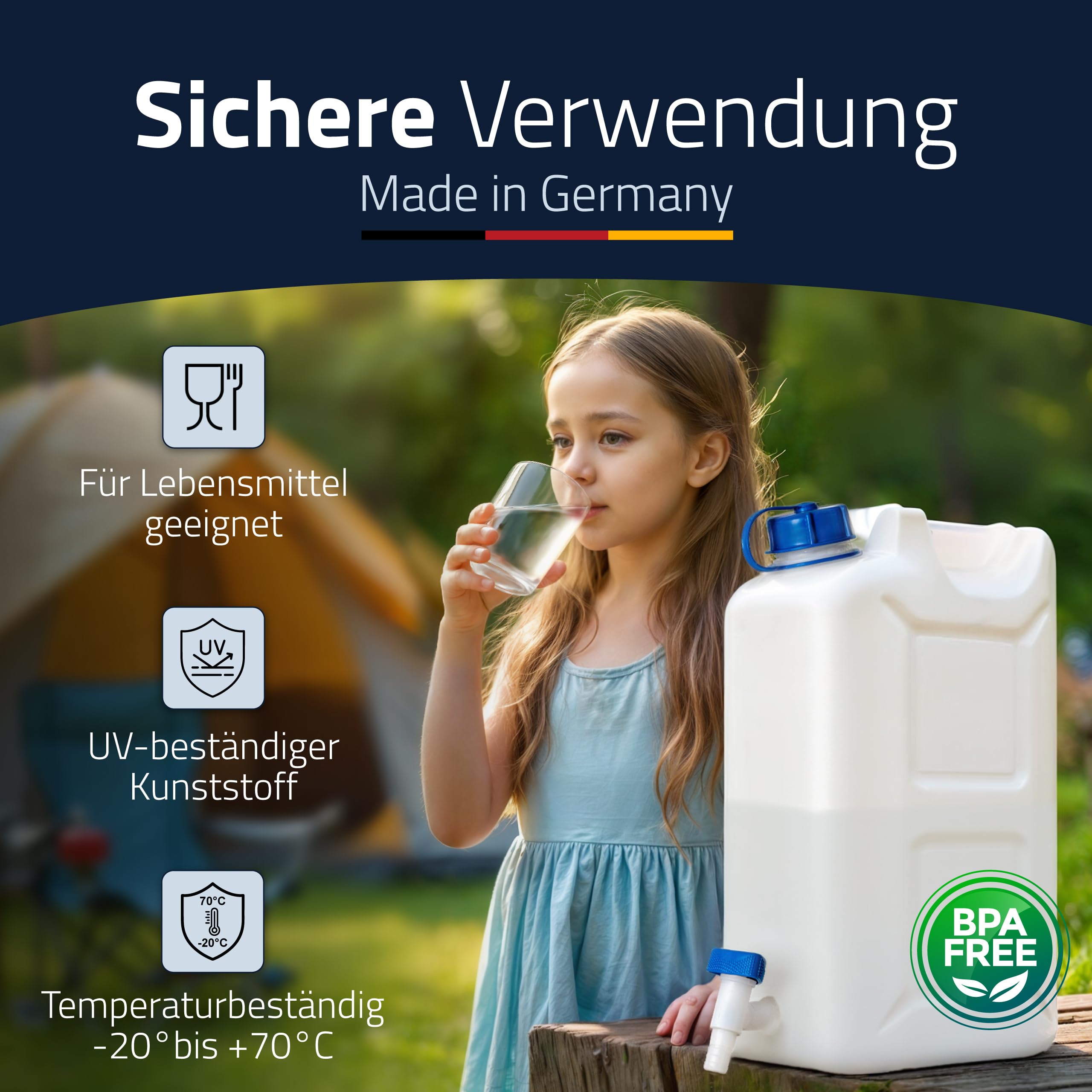 Hünersdorff Tanica Acqua Profi da 22 Litri, HD-PE Colore Naturale, con Protezione UV