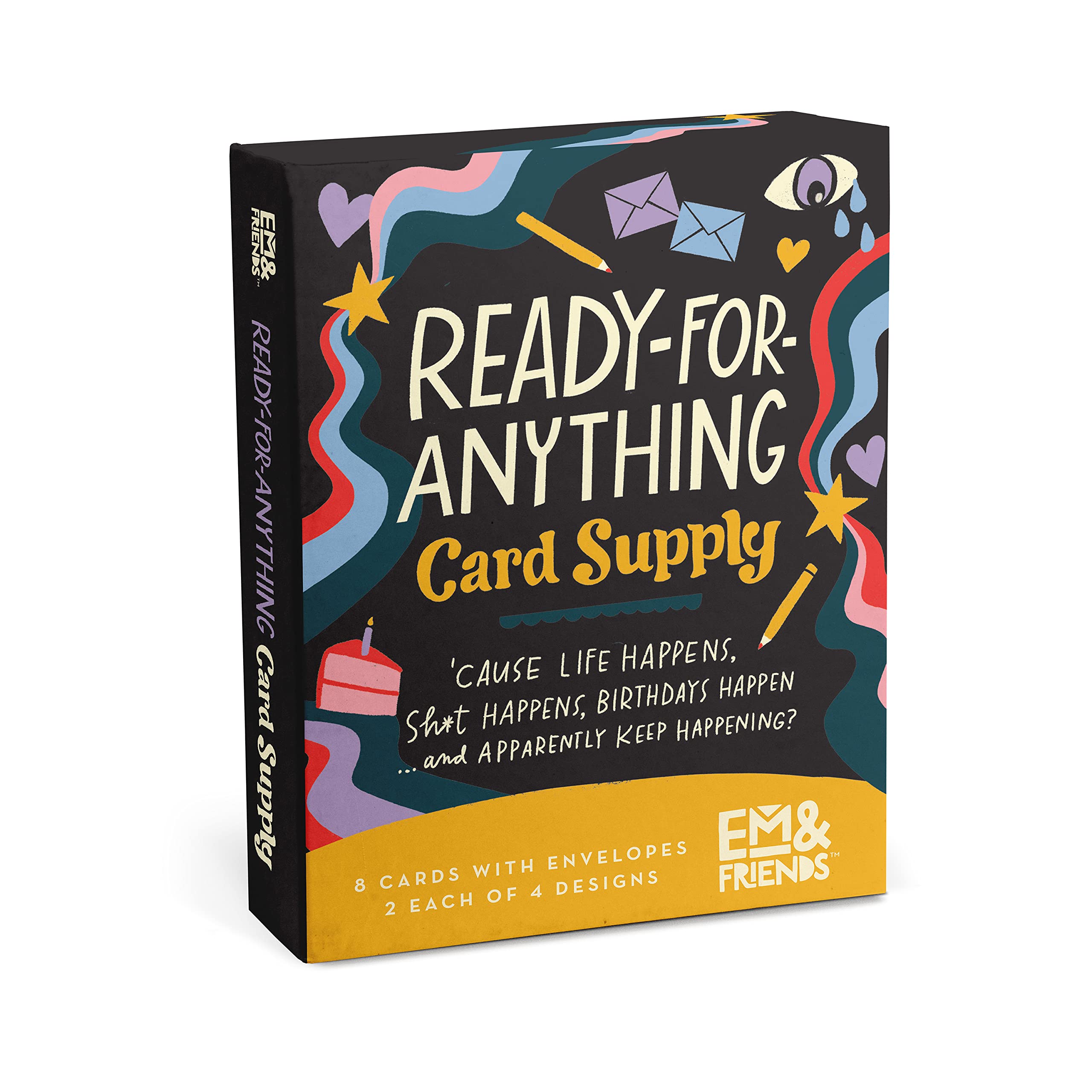 Em & Friends Ready for Anything Cards Lot de 8 cartes de vœux assorties pour toute l'année avec enveloppes