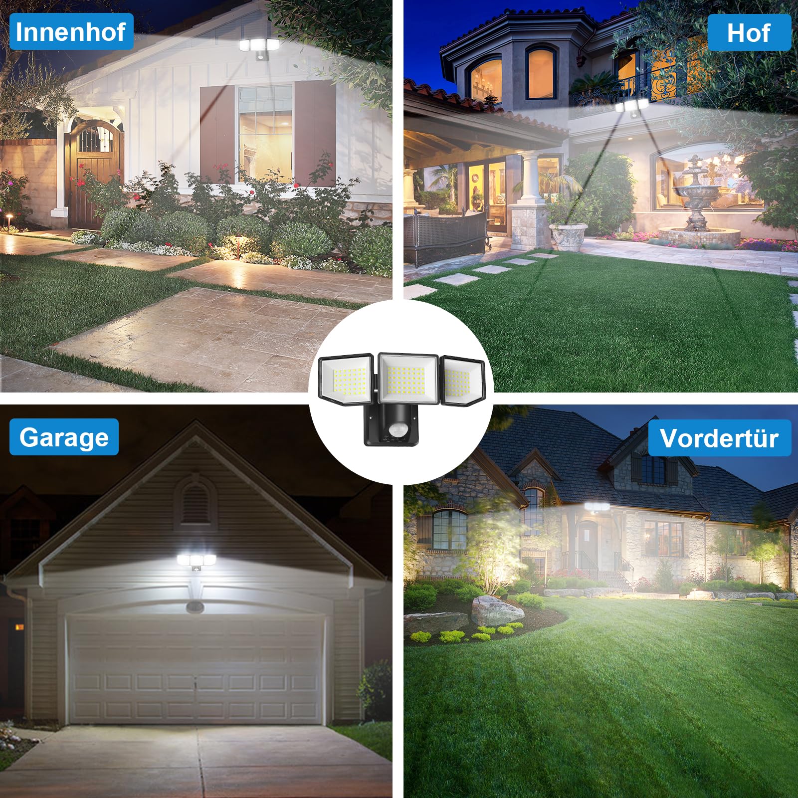 Luce Con Sensore Di Movimento Per Esterni, Faretto LED Impermeabile Ip65 Alimentato A Batteria Da 600 Lm Sensore Di Movimento Con Batteria Flessibile Per Giardino Vialetto Patio Ingresso 74634584