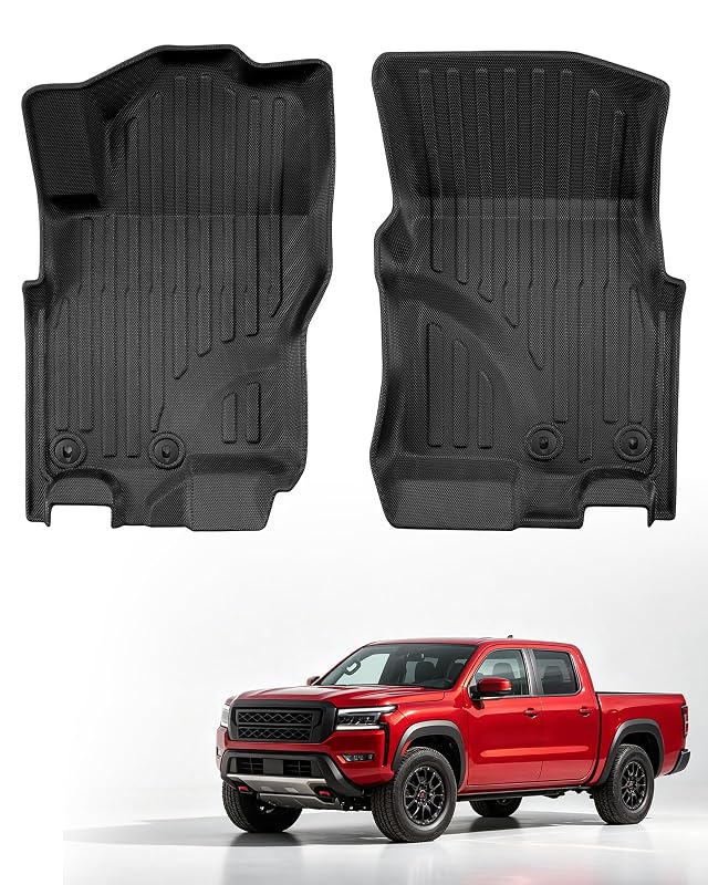 Tapetes automotivos de borracha TPE sob medida para Nissan Frontier Crew Cab e King Cab 2022–2026, dianteiros, pretos, 2 peças