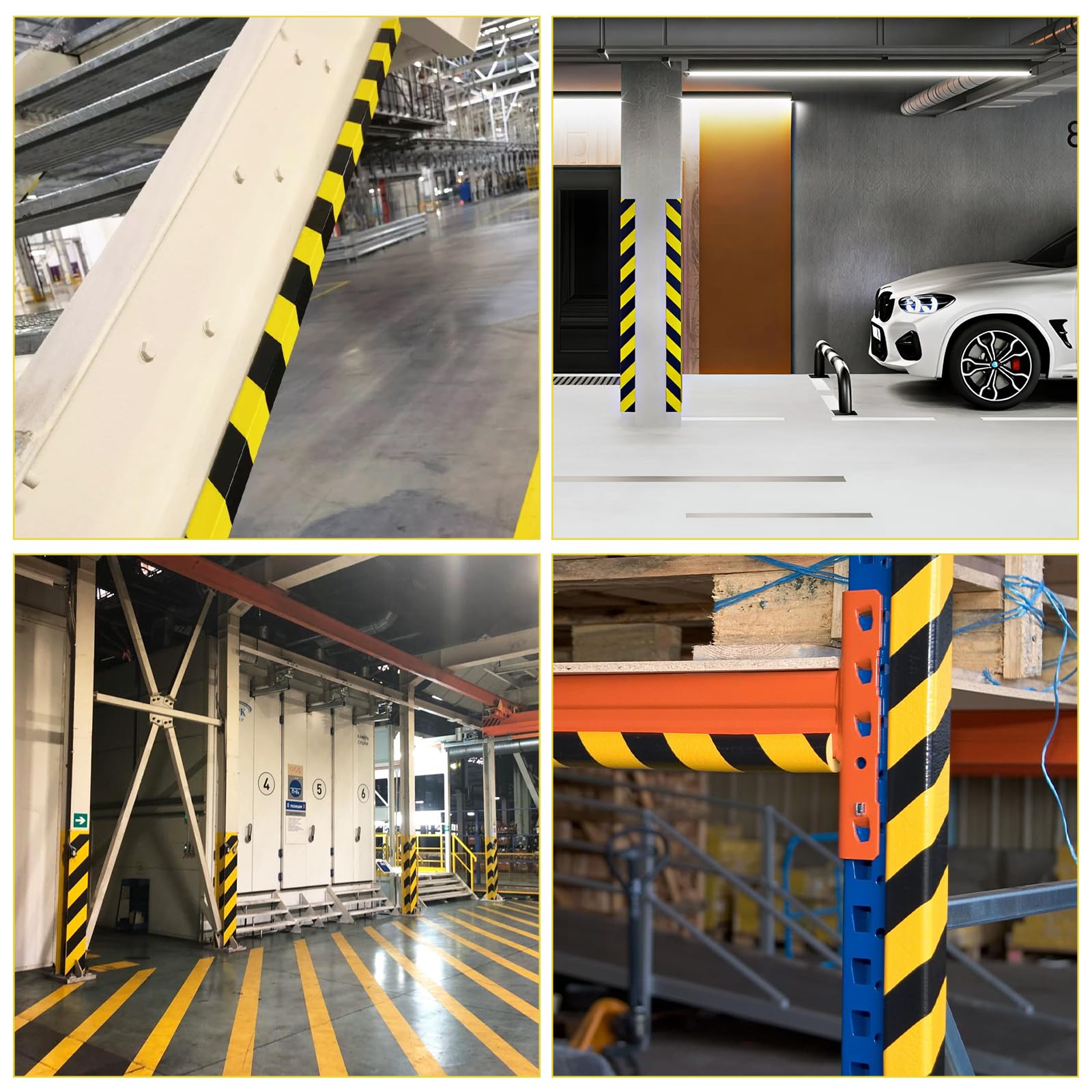 Paraspigoli in schiuma, 5 metri, protezione per angoli in schiuma, giallo/nero, protezione per angoli del tavolo, a forma di L, autoadesiva, per garage, magazzino