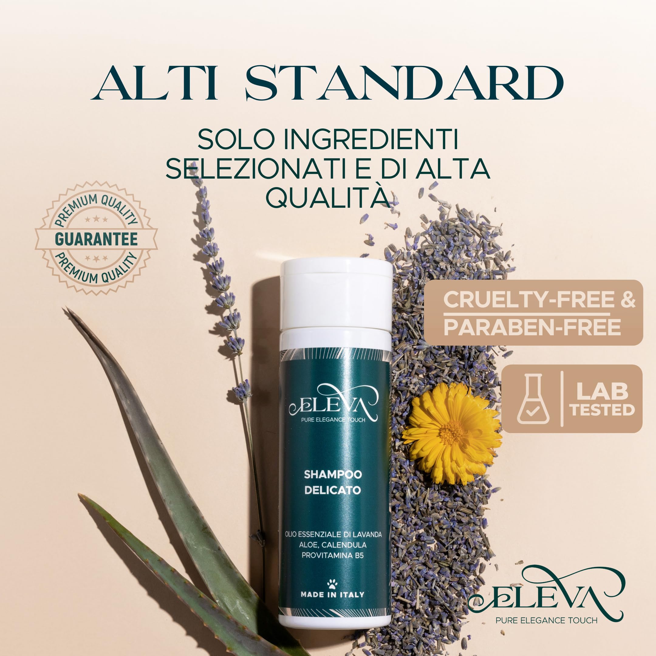 ELEVA PET - Shampoo Cani Pelo Lungo - all'Olio Essenziale di Lavanda con Vitamine - Ammorbidisce, Idrata ed Igenizza il Pelo - Milgiora Salute e Qualità del Pelo - Made in Italy - 1000 ml