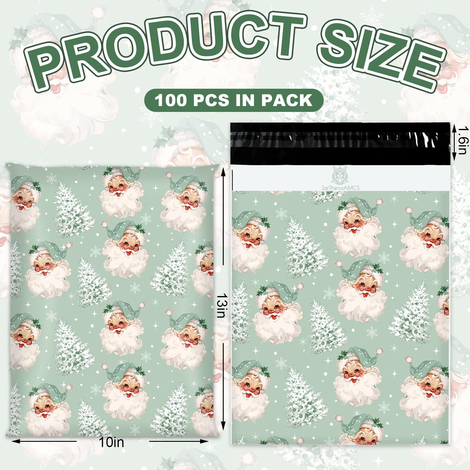 Whaline 100-Pack Christmas Poly Mailers 10x13 Inches - Santa Snowman Xmas Tree Self-Sealing Shipping Envelopes For Small Business - View #4