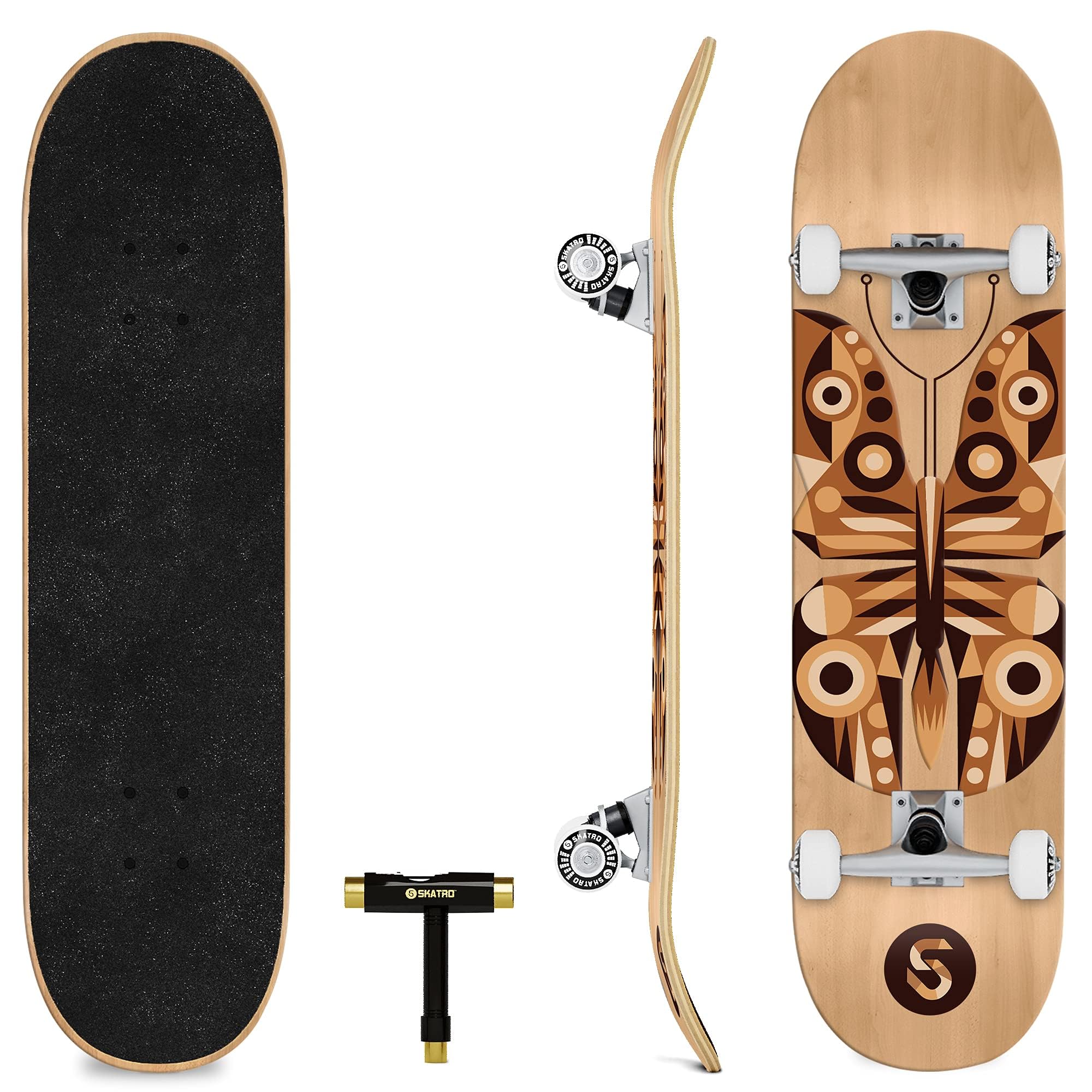 SKATRO - Pro Skateboard, 78,7 cm, komplettes Skateboard, Alter: Erwachsene, Jungen, Mädchen, Anfänger und Kinder.
