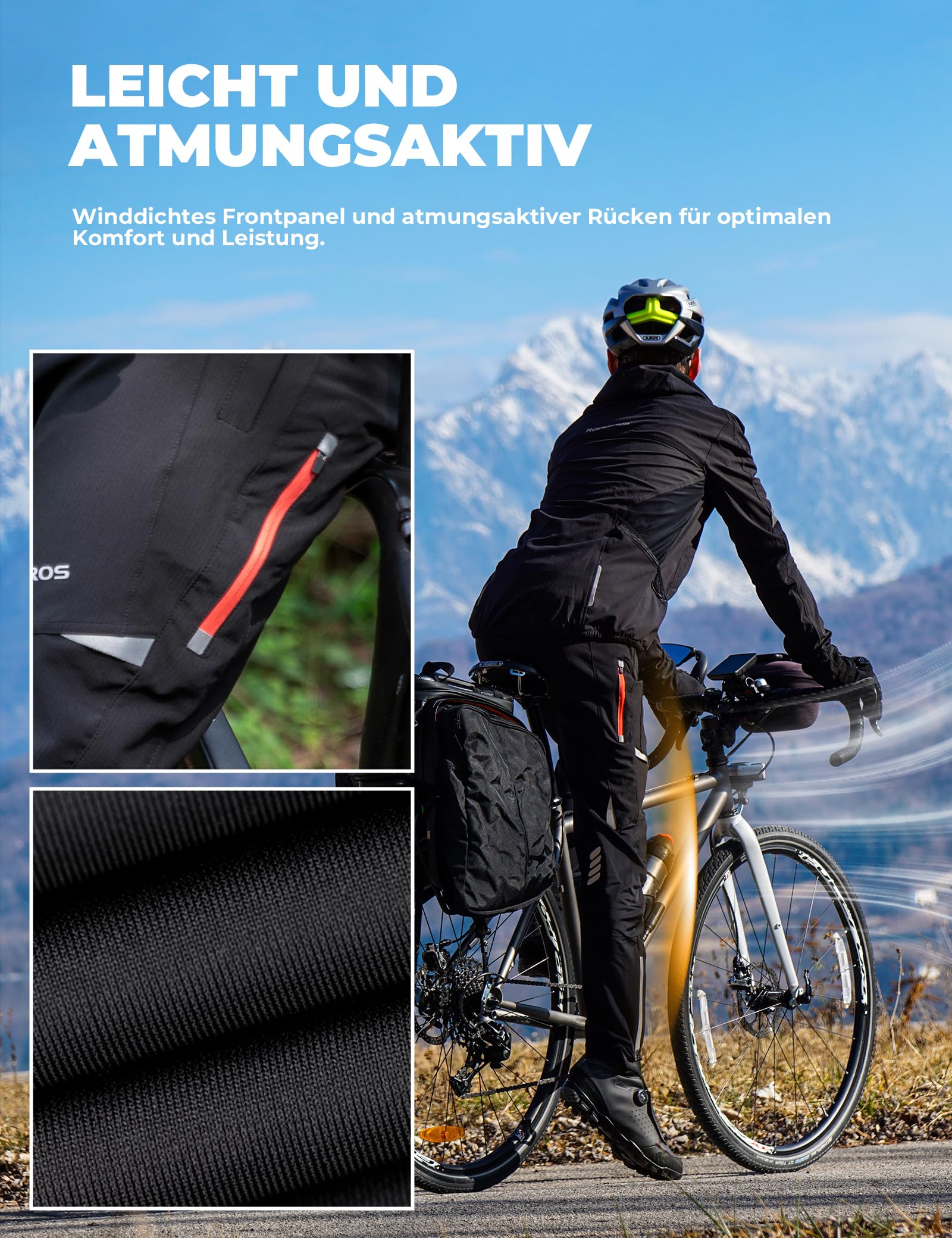 ROCKBROS Herren Fahrradhose Atmungsaktiv Lang Radlerhose Laufhose für Outdoor-Sports S-4XL Aktualisiert