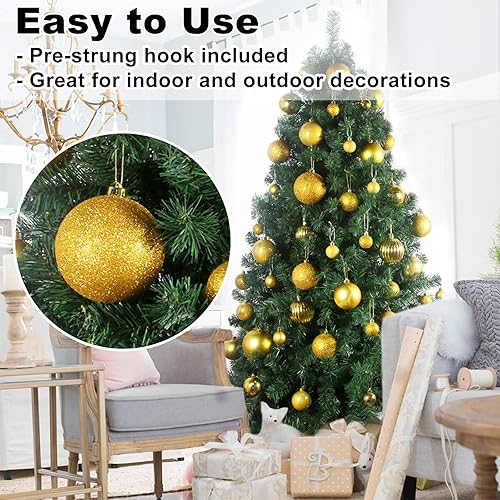 Vista 1120 de 18 esferas medianas decorativas navideñas para árbol de Navidad, inastillables, para colgar, color púrpura, 2.5 pulgadas, paquete de 18