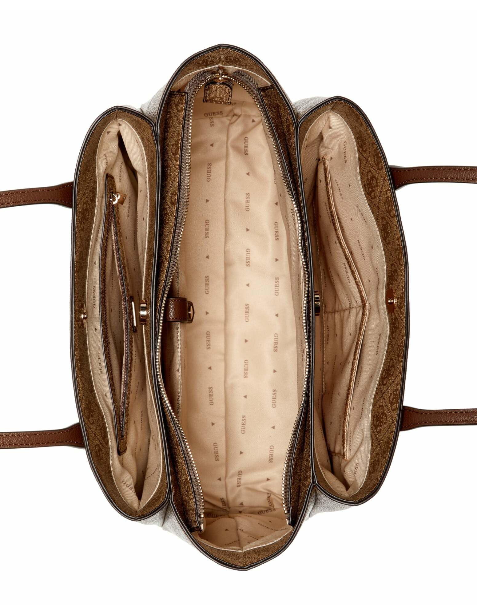 GUESS bolso de hombro maletín con compartimento para portátil Noelle II Tech Tote Latte Logo/Brown marrón claro