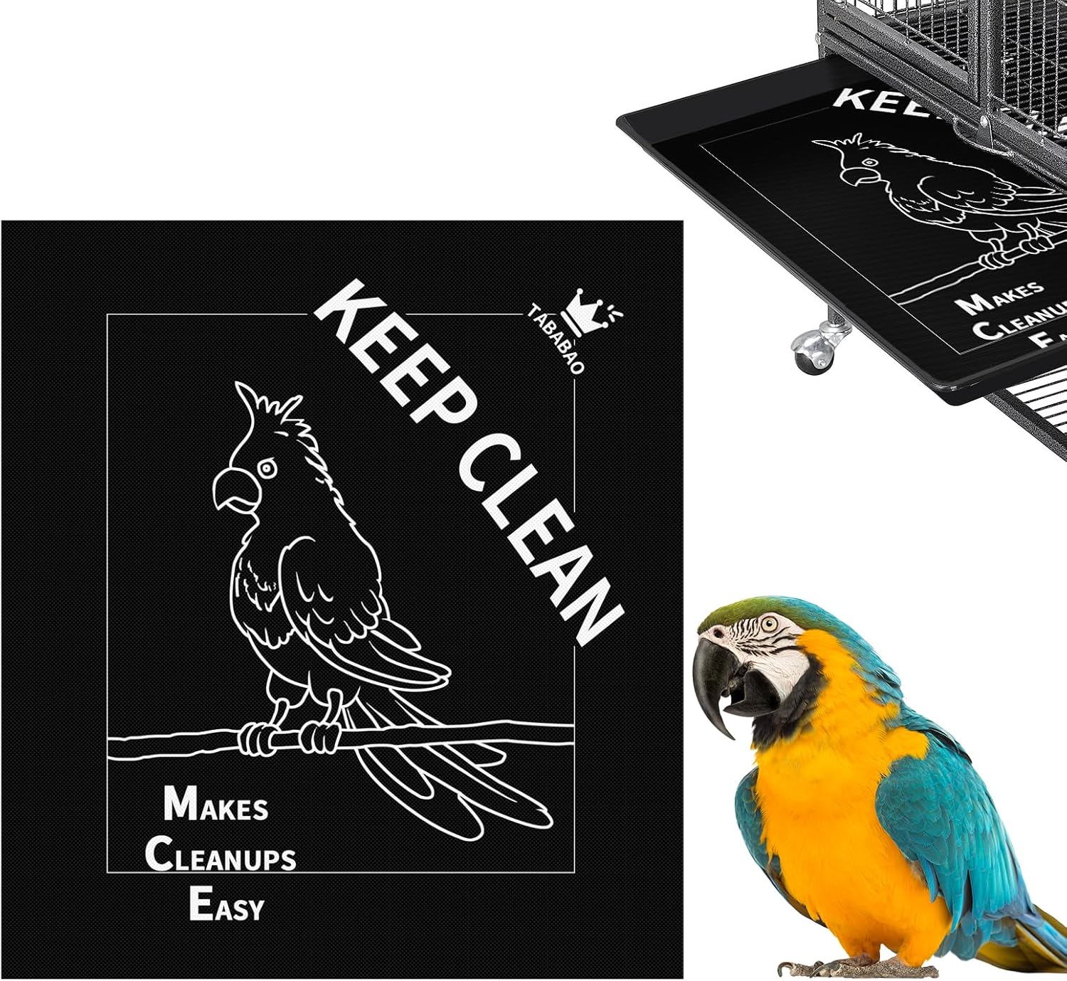 Bird Cage Liners, Parrot Cage Liners, 50pcs Disposable Cage