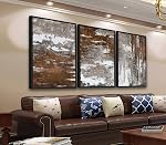 Large Framed Canvas Wall Art - Retro Grey Graffiti Pictures for Living Room Rustic Abstract Wall Decor Vintage Prints for Bedroom Dinning Room Black Float Framed 40cm X 60cm X 3 Pcs