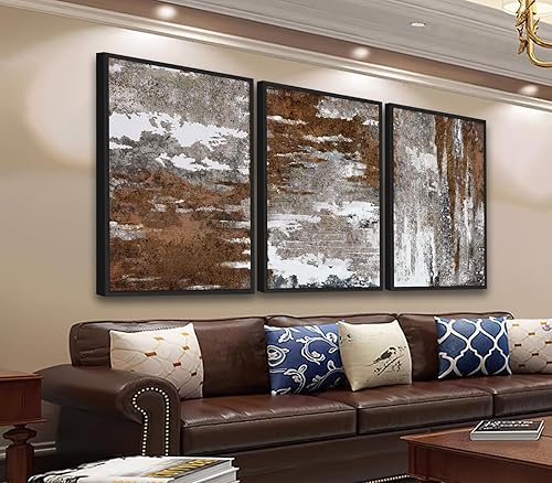 Miniatura 9 de Large Framed Wall Art Canvas - Natural Framed Art Abstract Canvas Pictures for Living Room Modern Canvas Prints for Bedroom Black Float Framed