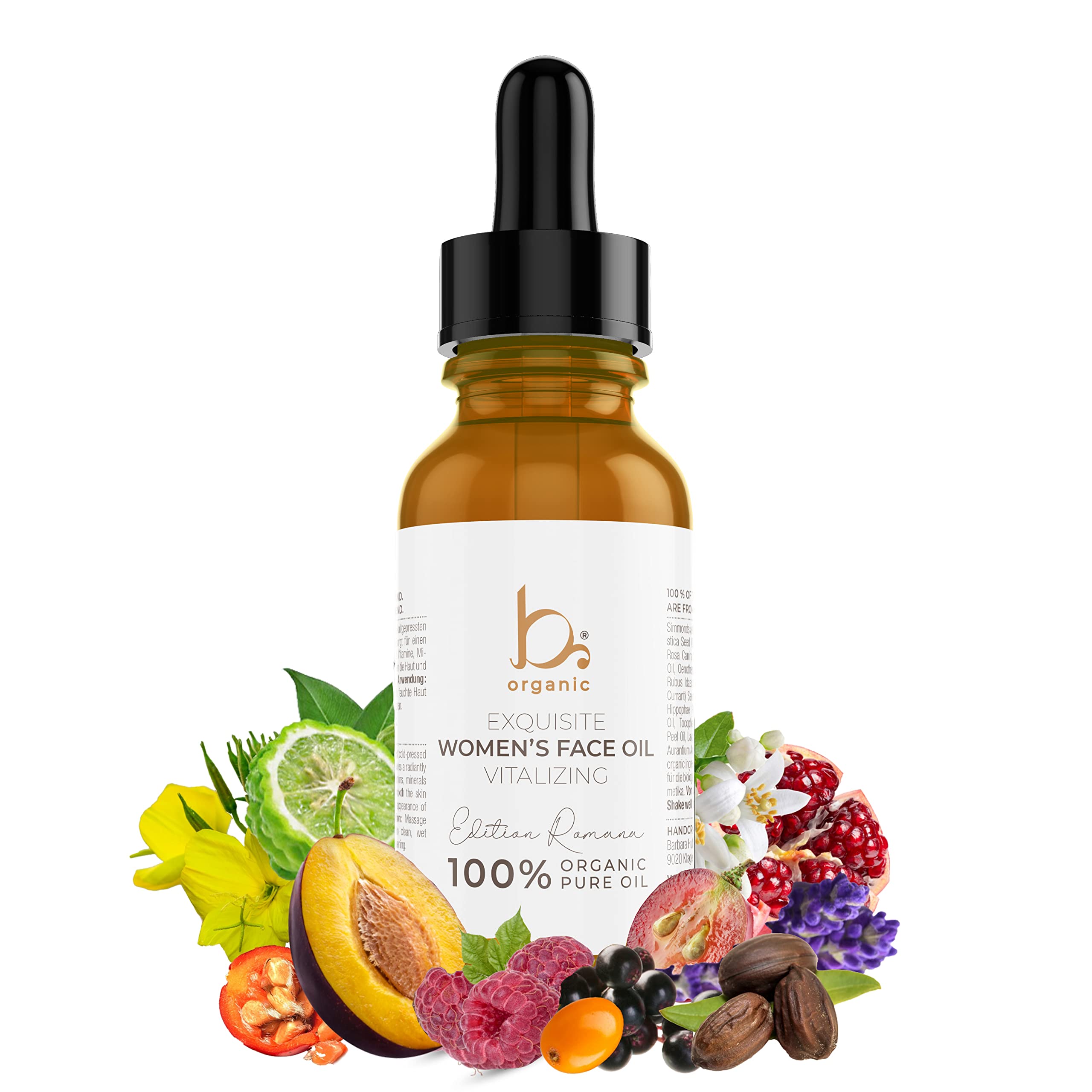b-organic Feinst abgestimmtes Gesichtsöl Anti Aging Elixier mit 39 hochwertigen und 100% reinen Inhaltsstoffen - Women's Face Oil
