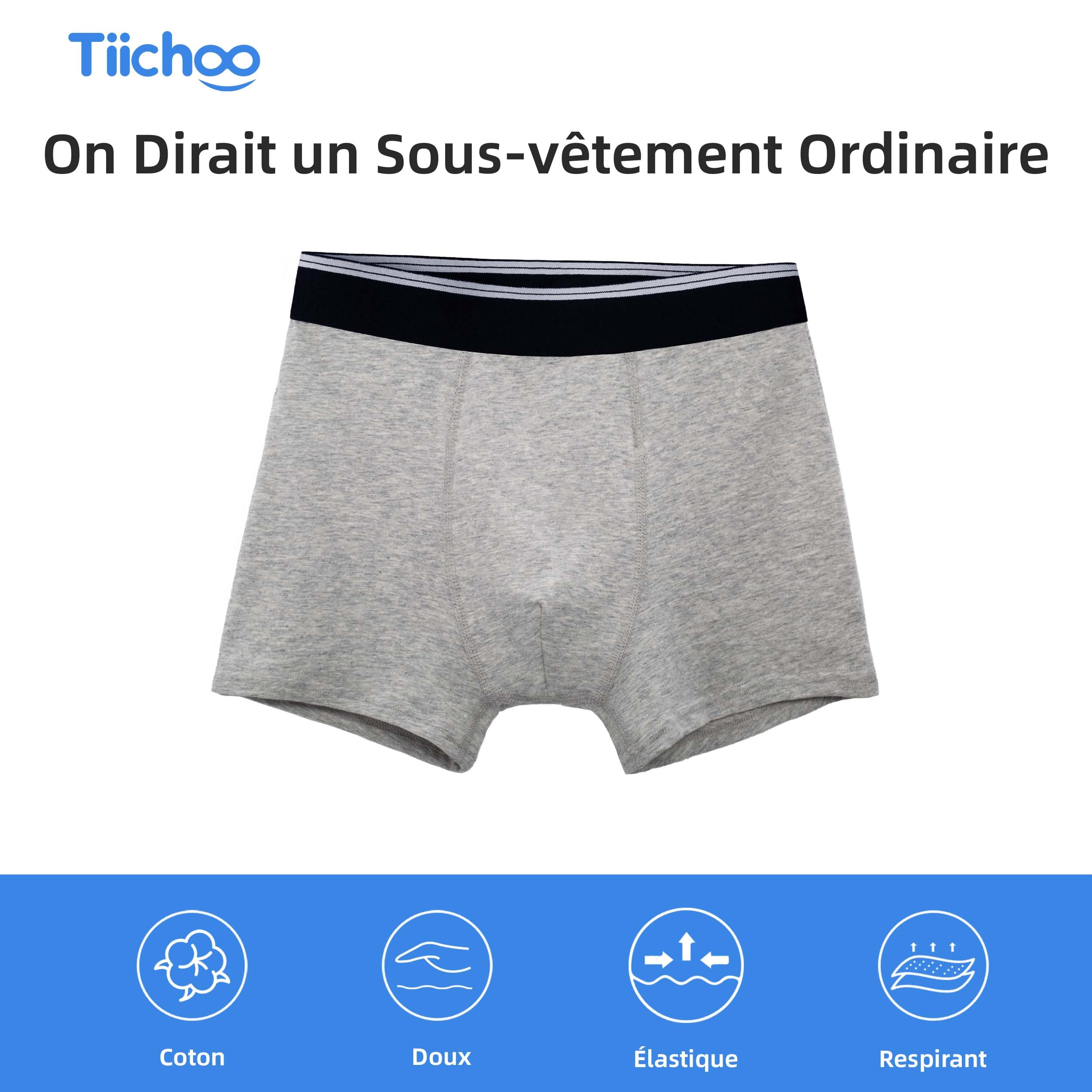 TIICHOO Calecon Garçon Incontinence Coton Culotte Anti Fuite Urinaire Garçon Lavable Lot de 5
