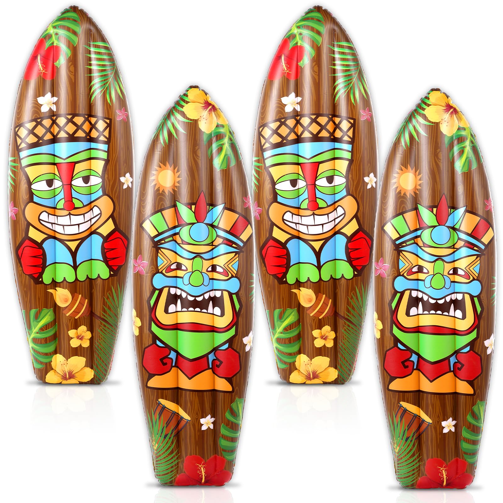 QOUBAI 4 Pcs Inflatable Surf Boards 36 Inch Tiki Totem Blow up Pool Floats