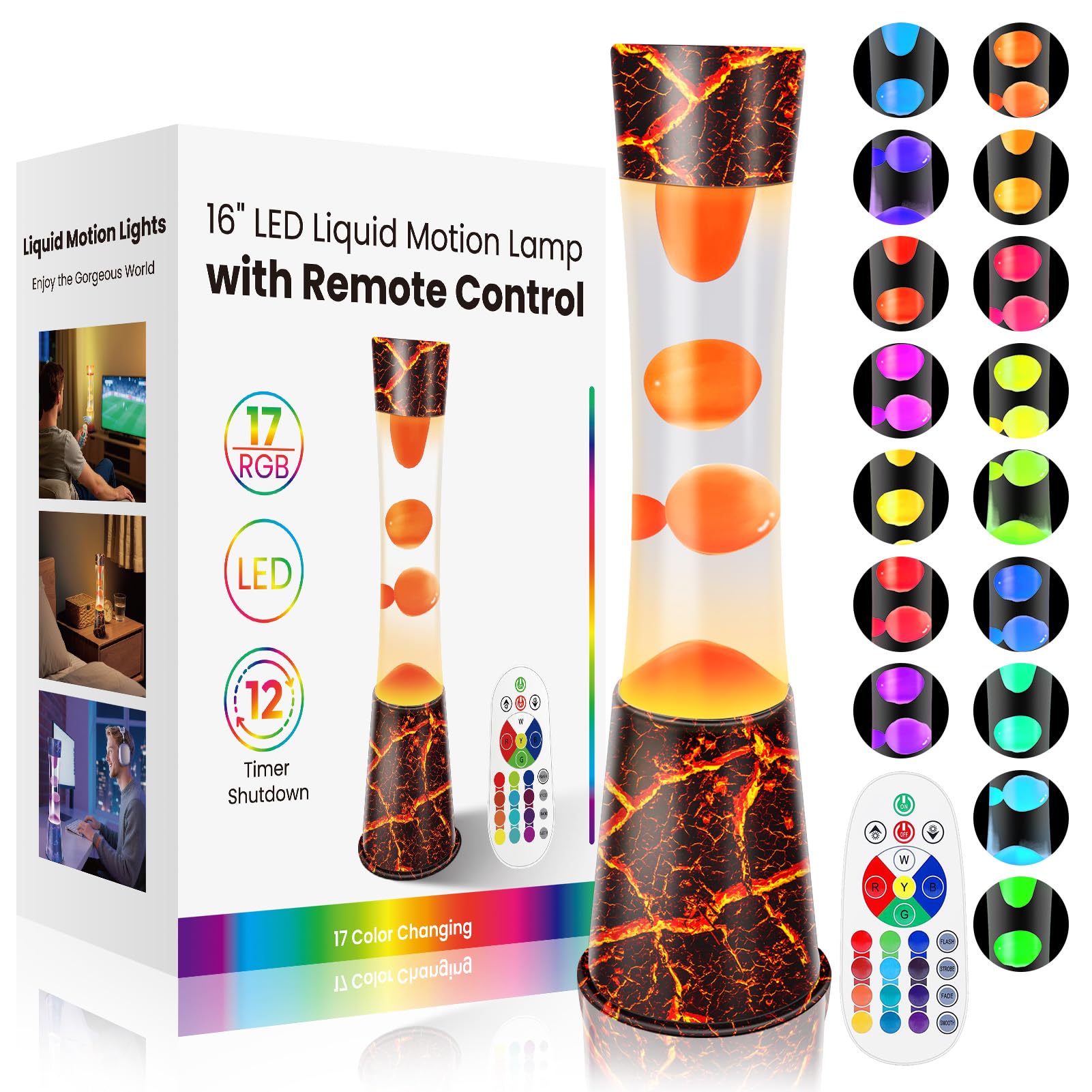 Biulazyda 15.5-Inch Color Changing LED Lamp,Smart Timer Remote