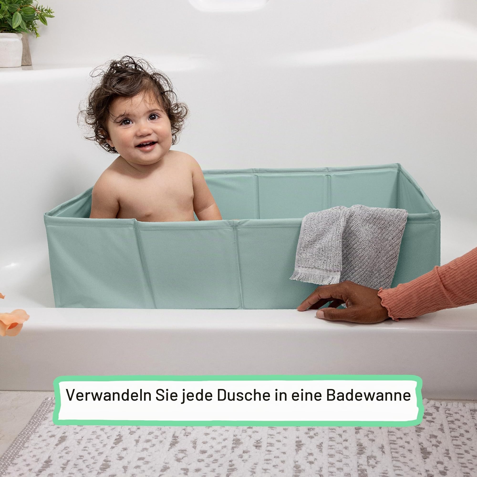 Ingenuity Tuckaway Faltbare Babybadewanne, Kleinkinderbadewanne, verwandelt Dusche in Badewanne, Zusammenklappbar, Leicht zu reinigen, Keine Montage erforderlich, 12M-5J