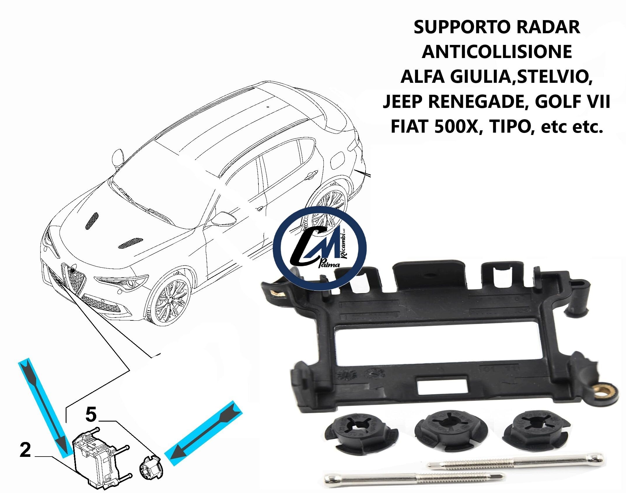SUPPORTO RADAR ANTICOLLISIONE PER GIULIA STELVIO 500X GOLF VII SMART 453 RENEGADE