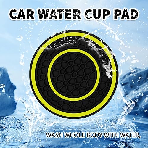 Miniatura 9 de 2PCS Car Cup Holder Coasters, 3D Honeycomb Line Anti-Slip Silicone Cup Holder Decoration, 2.75" Console Cup Holder Insert Insulation Mats, Universal