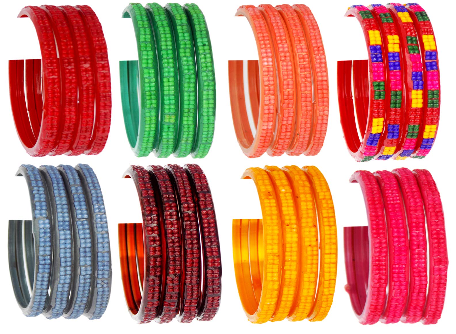 Indian Jewelry Bollywood Bangles Set Glass Bangles Fashion Ethnic Partywear 4pc for Women Girls Daily-wear Bangles Set