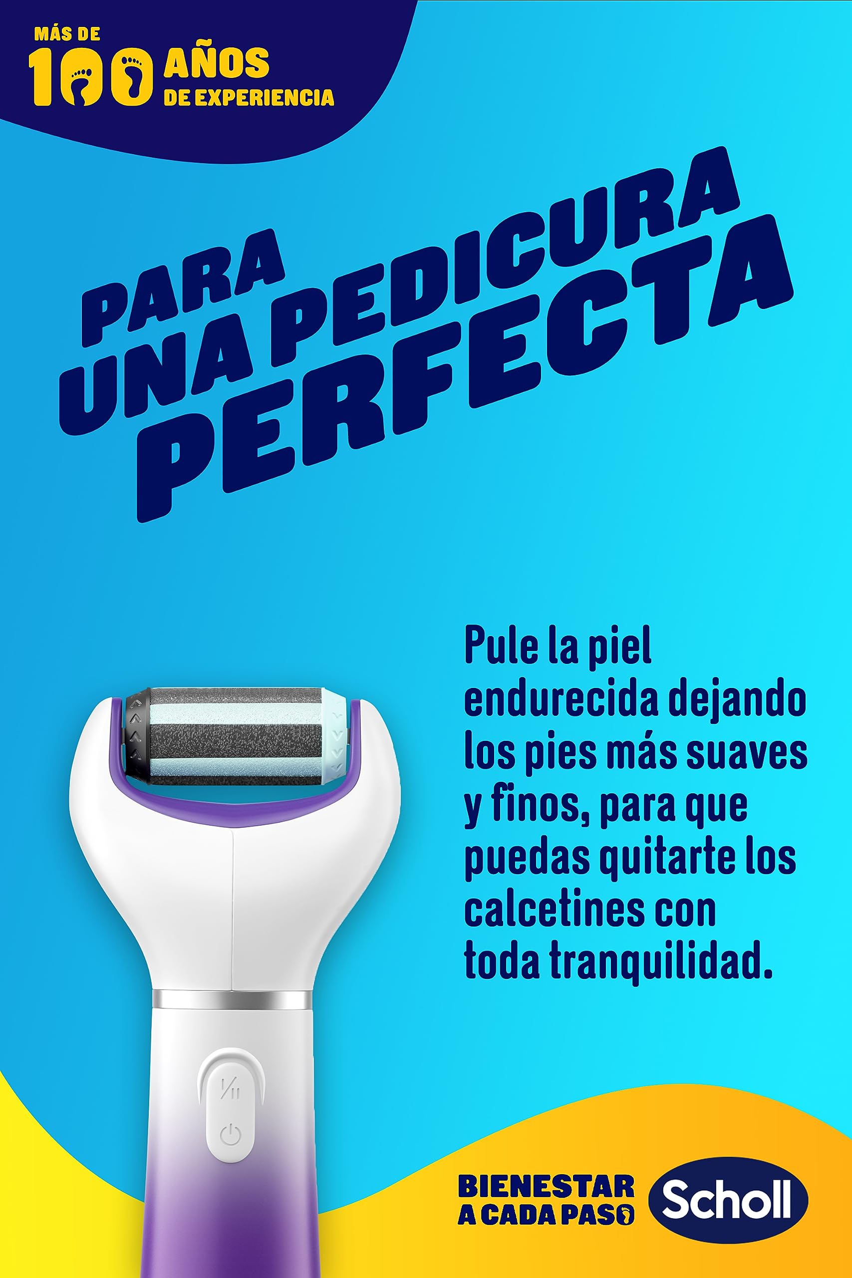 Scholl Expert Care Limar y Alisar 2 en 1 Lima Eléctrica para Pies - Quita Durezas y Elimina Callos, Pedicura Profesional, Uso en Casa para Pies Suaves, Exfoliante con Cabezal Repuesto, Lima Morada