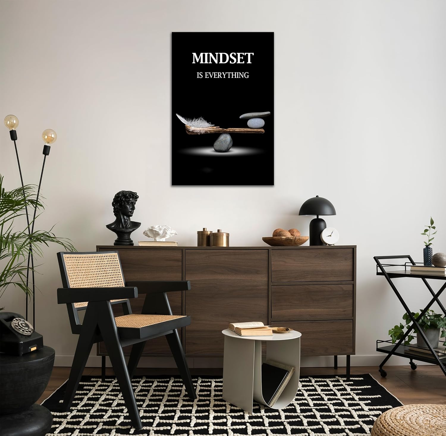 SKASNFAI Mindset Motivation Office Wall Art Zen Stone Canvas Print Pictures Wall Decor Framed Positive Quotes Posters for Living Room Bedroom Decoration (24L x 36W) - Image 2