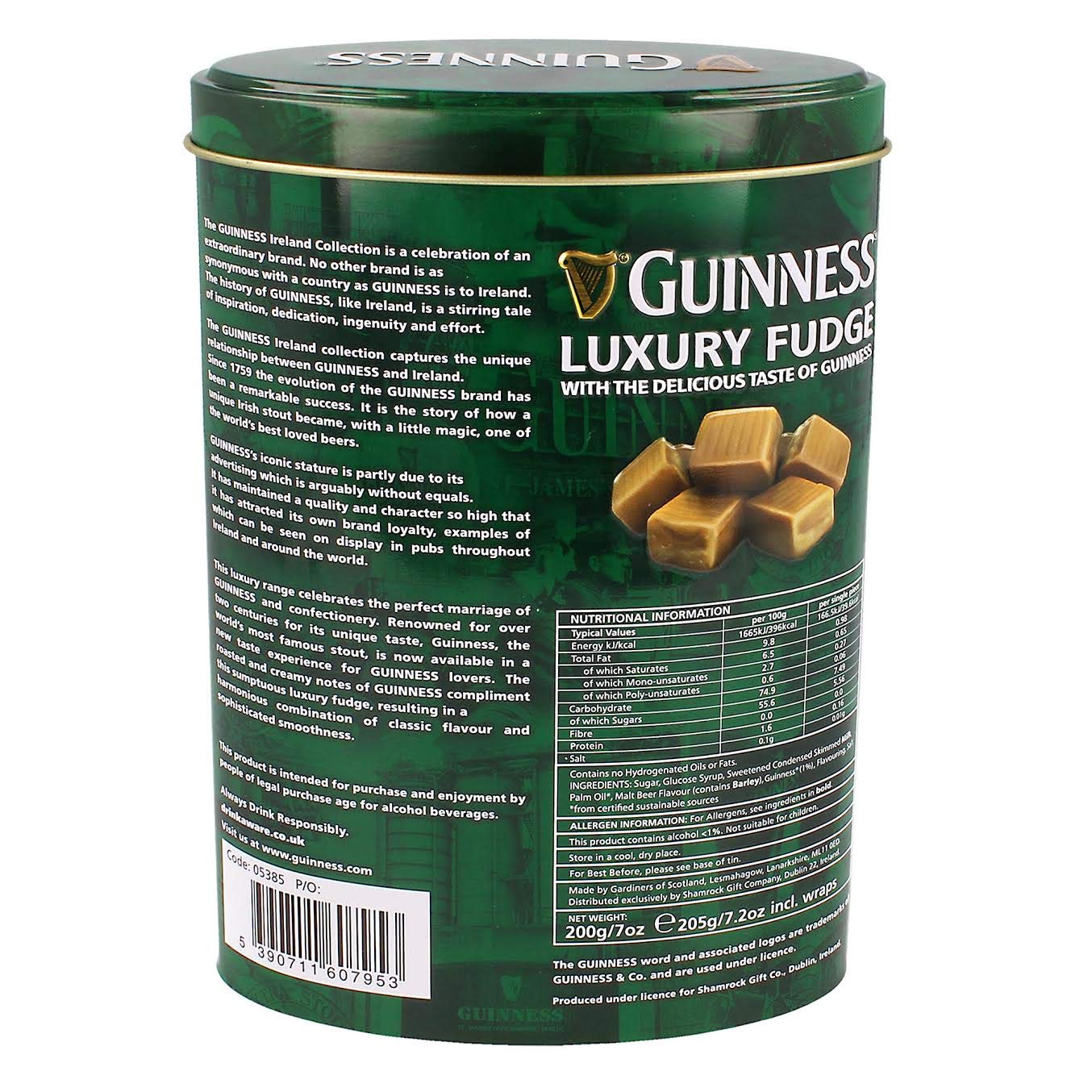 Cette boîte ovale de bonbons au caramel de luxe fait partie de la collection officielle Guinness, 200 g