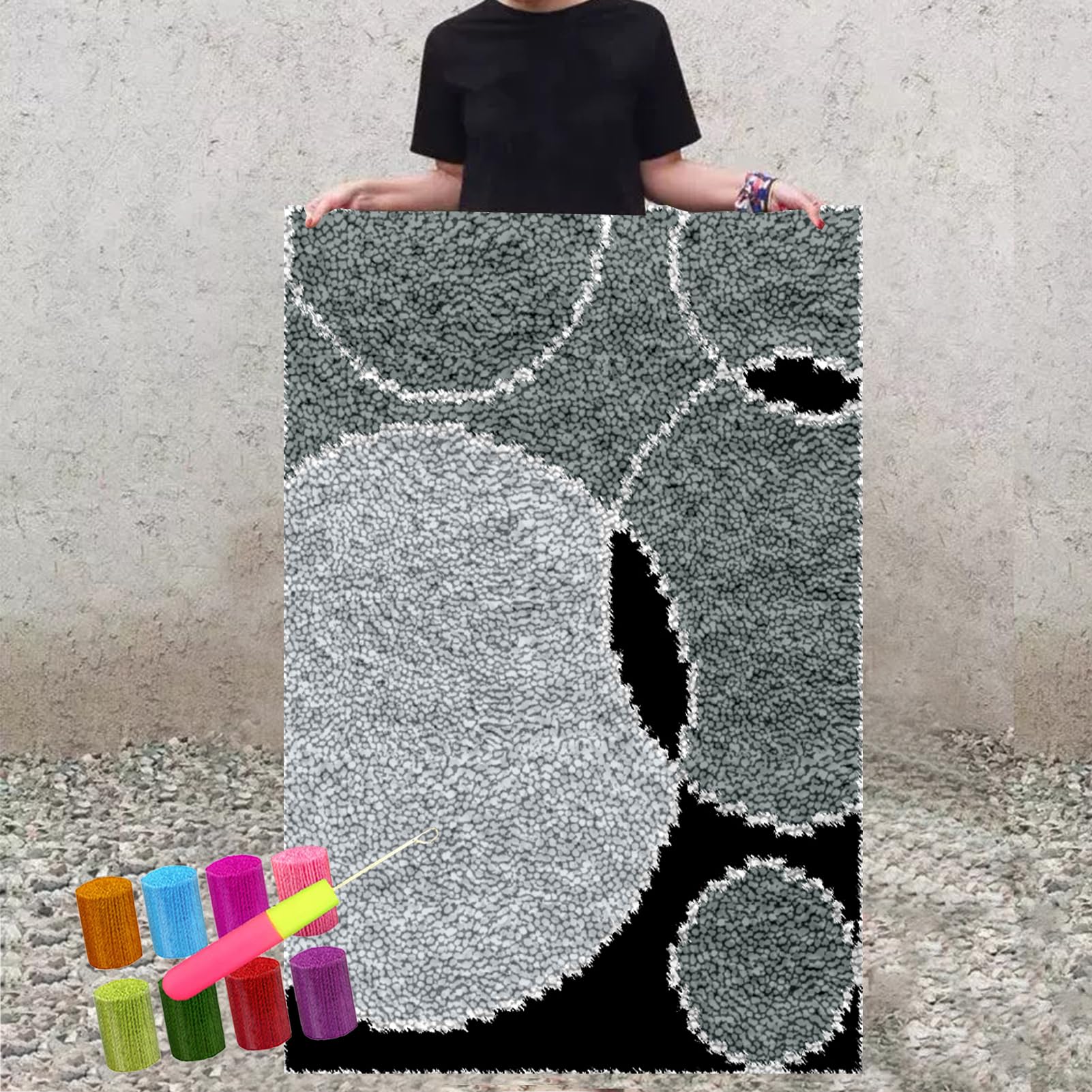 Zestawy do haftu krzyżykowego, zestawy dywaników z haczykiem zatrzaskowym, zestaw do robienia dywanów, zestawy do robienia haczyków 3D, zestaw dywaników szydełkowych dla dorosłych 69 x 102 cm