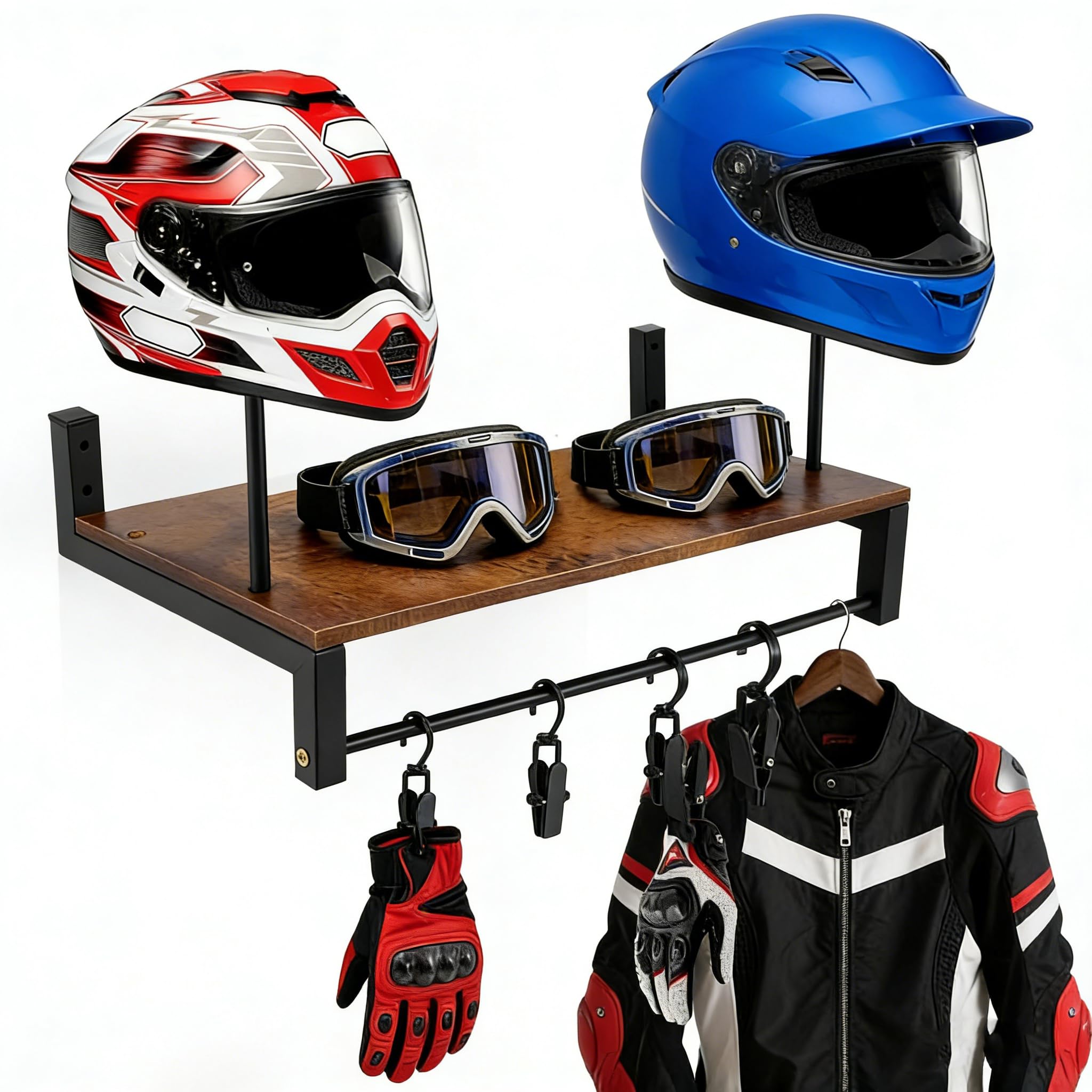 crayfomo Helmet Holder,Wall Mount Helmet Stand for 2 Helmets