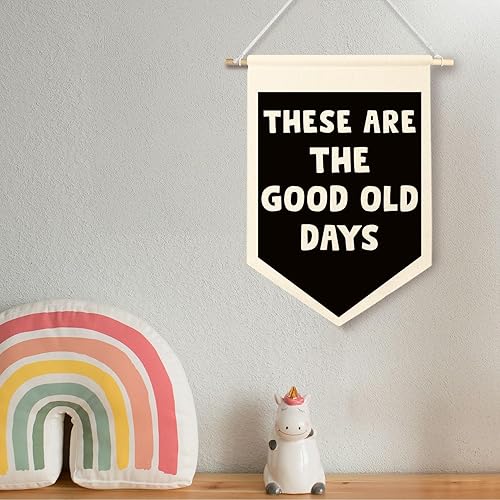 Miniatura 4 de ChenCraty Cartel de lienzo de pared con texto en inglés "These Are The Good Old Days", moderno color negro y beige motivacional para colgar,