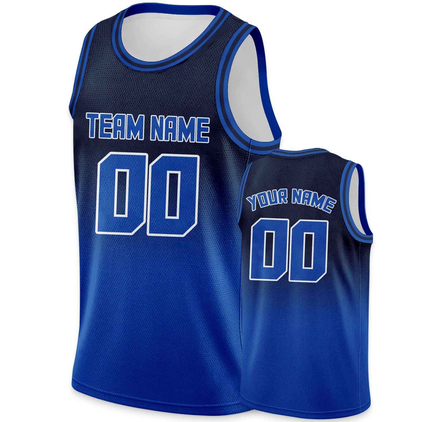 Custom Basketball Jersey for Men Boy Personalized Any Name Number Hip Hop Clothing Team Uniforms Mesh Gradient Sports Shirts Navy-Blue