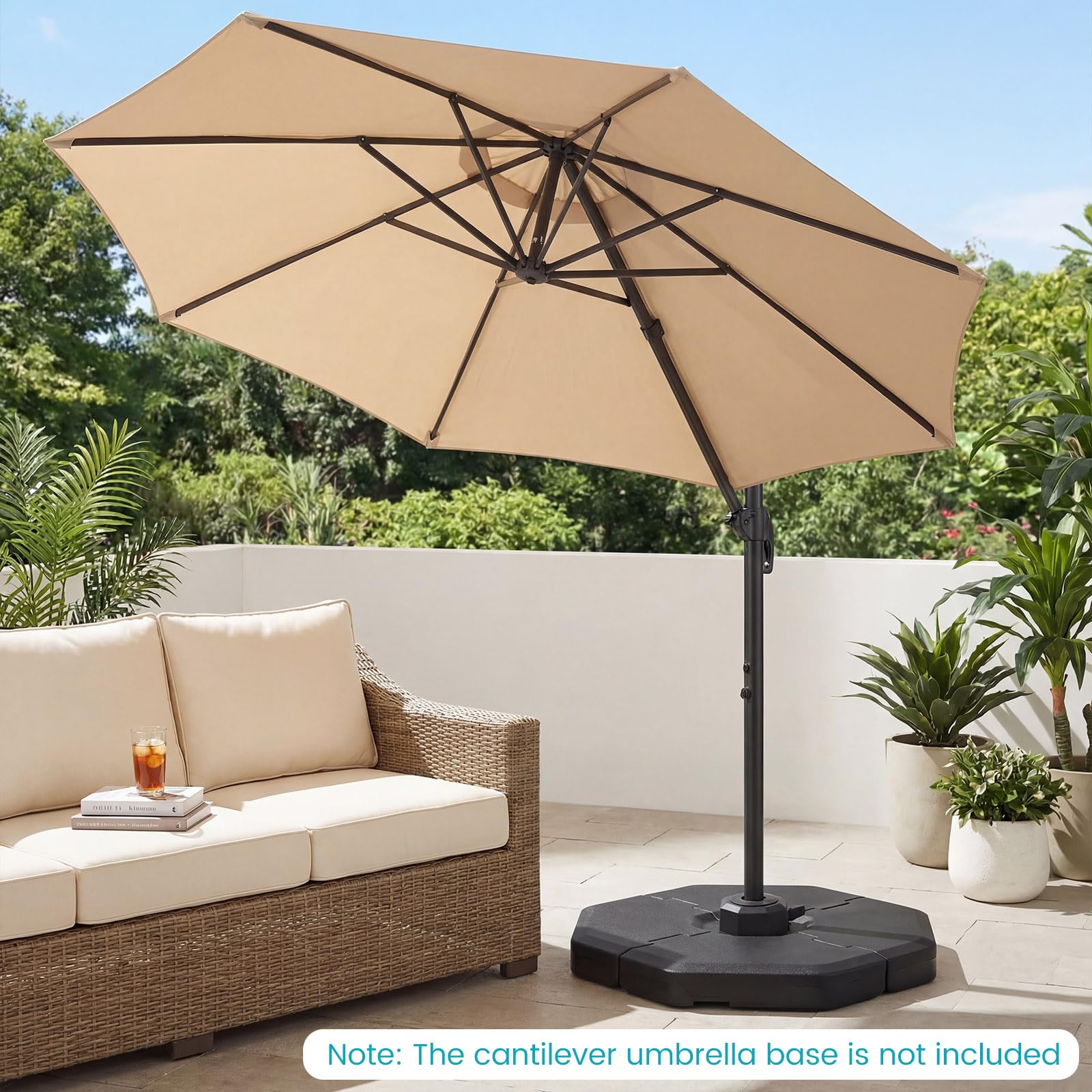clearance cantilever patio umbrella PURPLE LEAF Round Solar Lighted Cantilever Umbrella Outside Patio Umbrella  with Lights