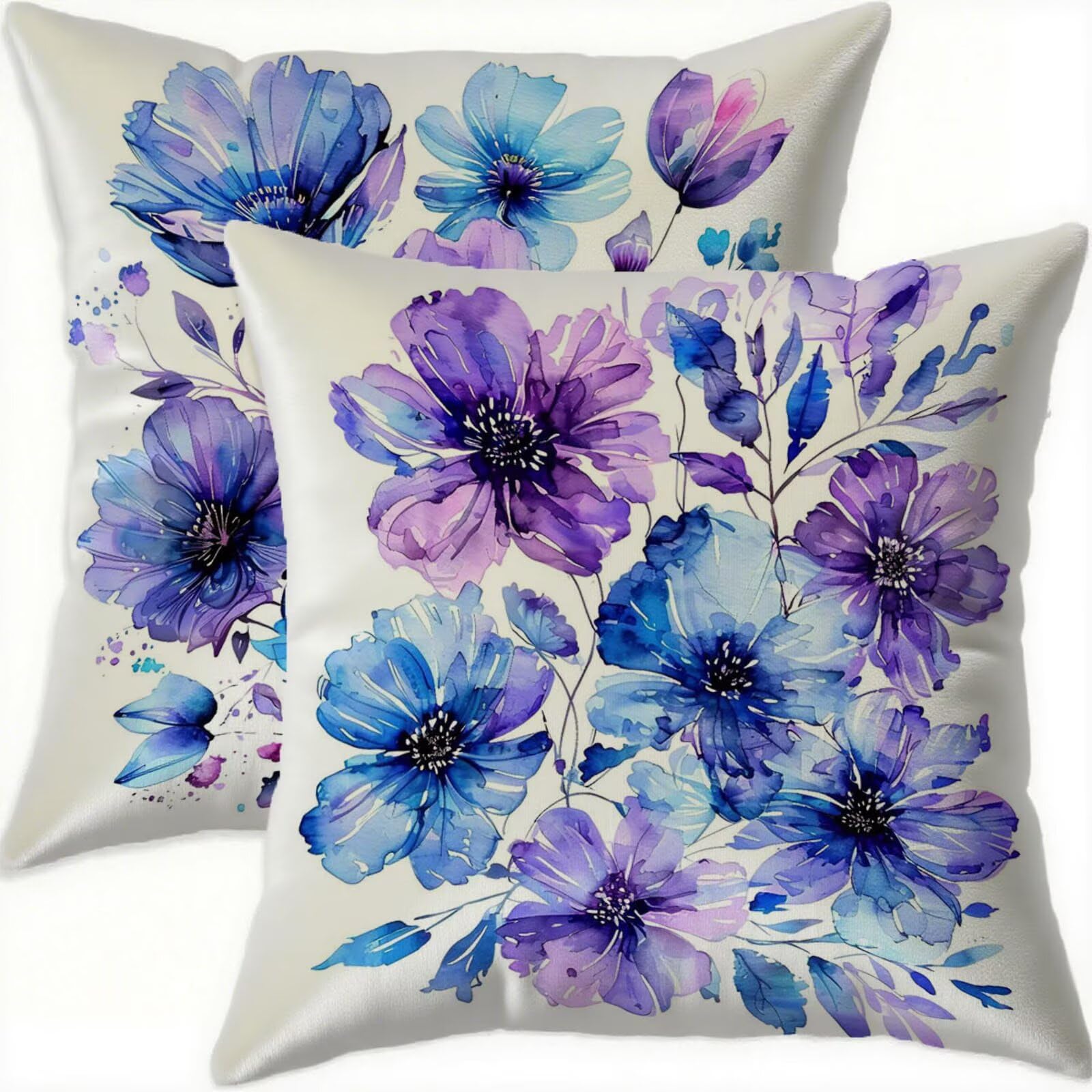 Housse coussin 70x70cm violette en velours vintage pour salon et chambre