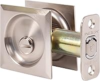 Vista 7 de Stone Harbor Hardware Cerradura de puerta de bolsillo cuadrada contemporánea, función de privacidad, fondo de 2-3/8", latón satinado