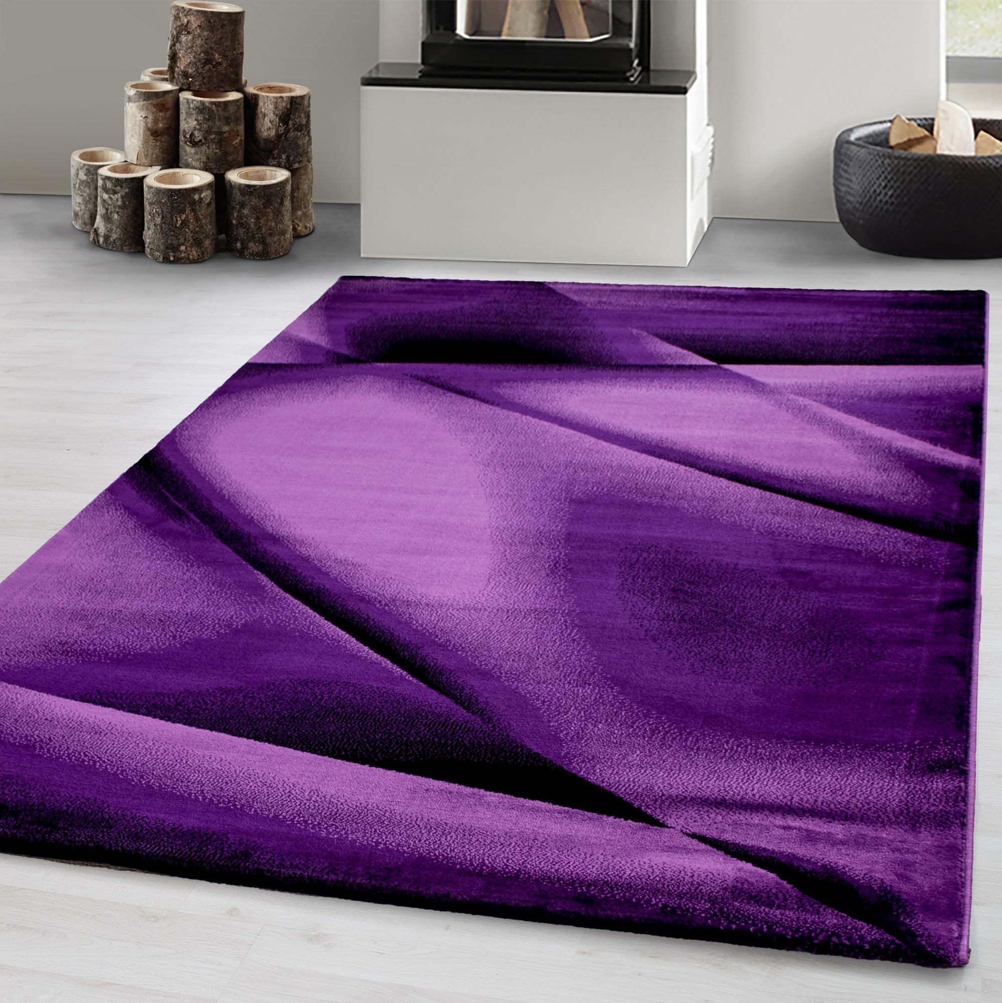 Carpetsale24 Kurzflor Teppich Modern Abstrakt Kariert Design in Schwarz Grau Weiß, Pflegeleichtes Wohnaccessoire für Wohnzimmer, Schlafzimmer, Jugendzimmer, Büro oder Flur