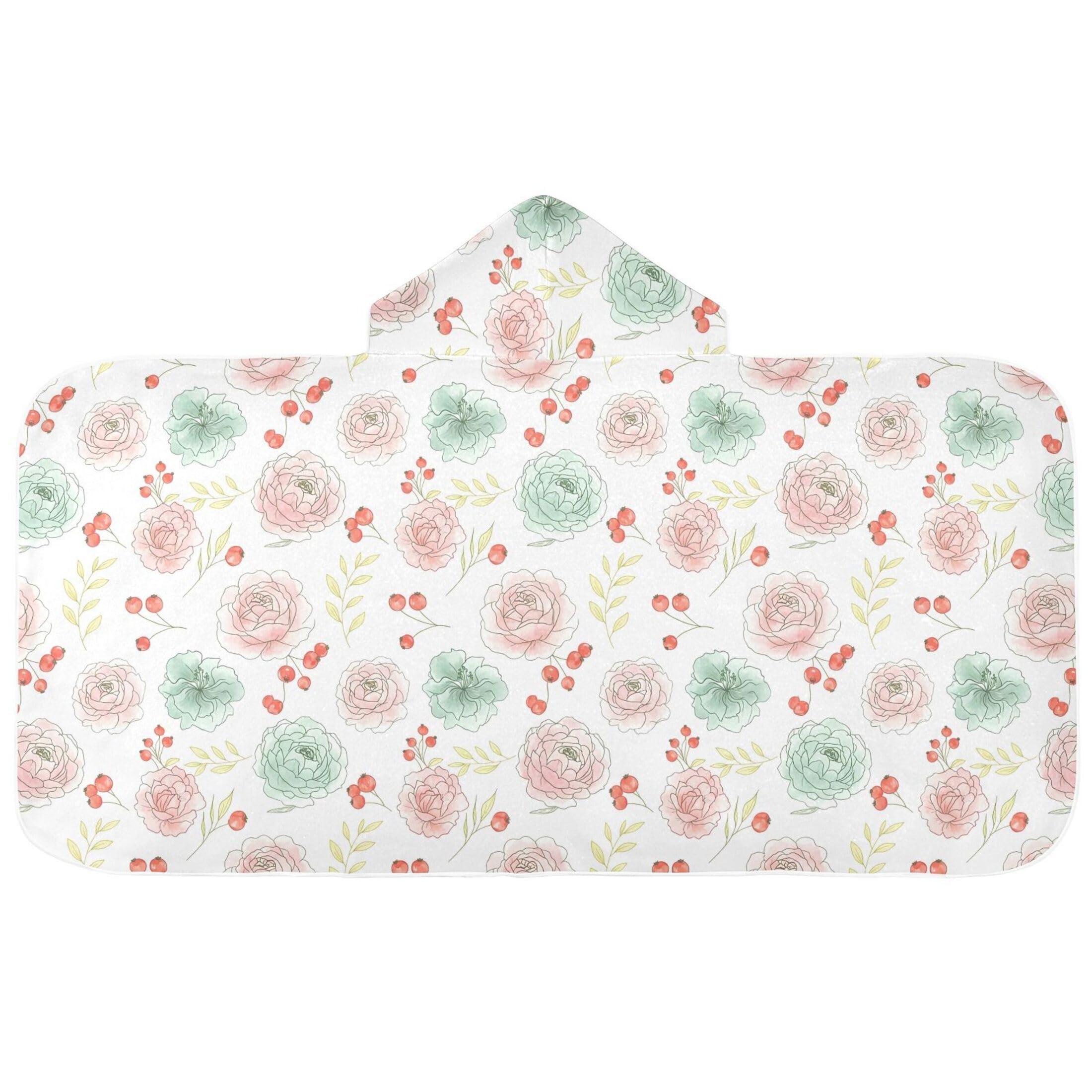 Fuauuyl Watercolor Flowers Hooded Baby Bath Towel Soft & Breathable Towel for Newborns Infants Toddlers, Nursery Essential