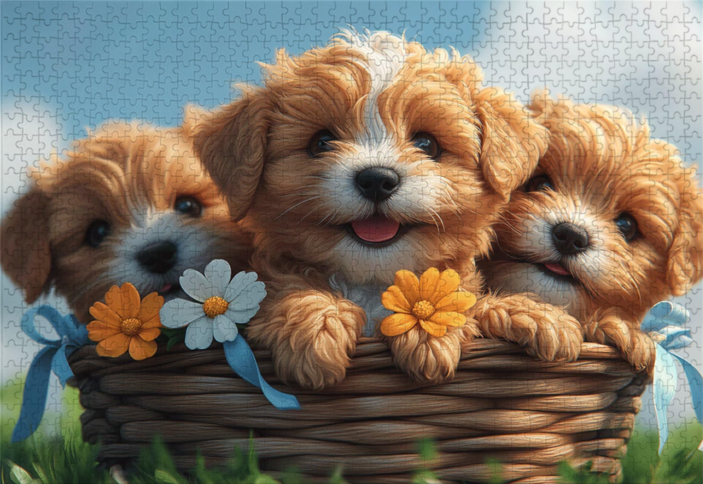 Pies Puzzle 1000 sztuk Dorośli Kwiat Klasyczne Puzzle Panorama Trudno Niemożliwe Ogromna układanka Gra edukacyjna Wyzwanie Zabawka dla dzieci i Dorosłych od 14 lat Prezent Mężczyzna Kobieta Zapakowane