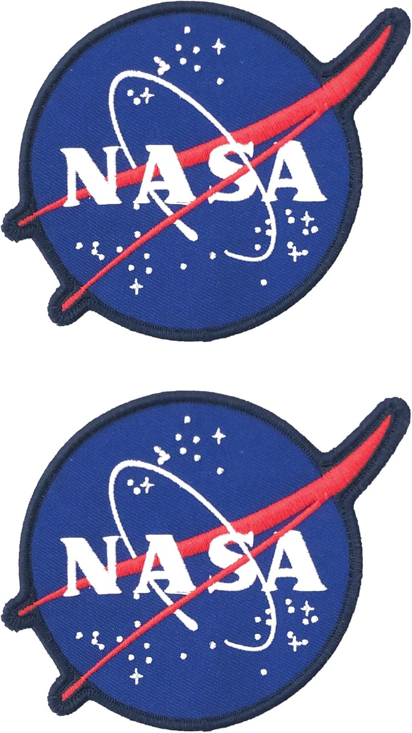 NASA Official Logo Stylish Space Patches (2-Pack) | NASA Iron on Patches | Gift for Space Lover | Perfect Souvenir Gift Collection | Comes with Packaging