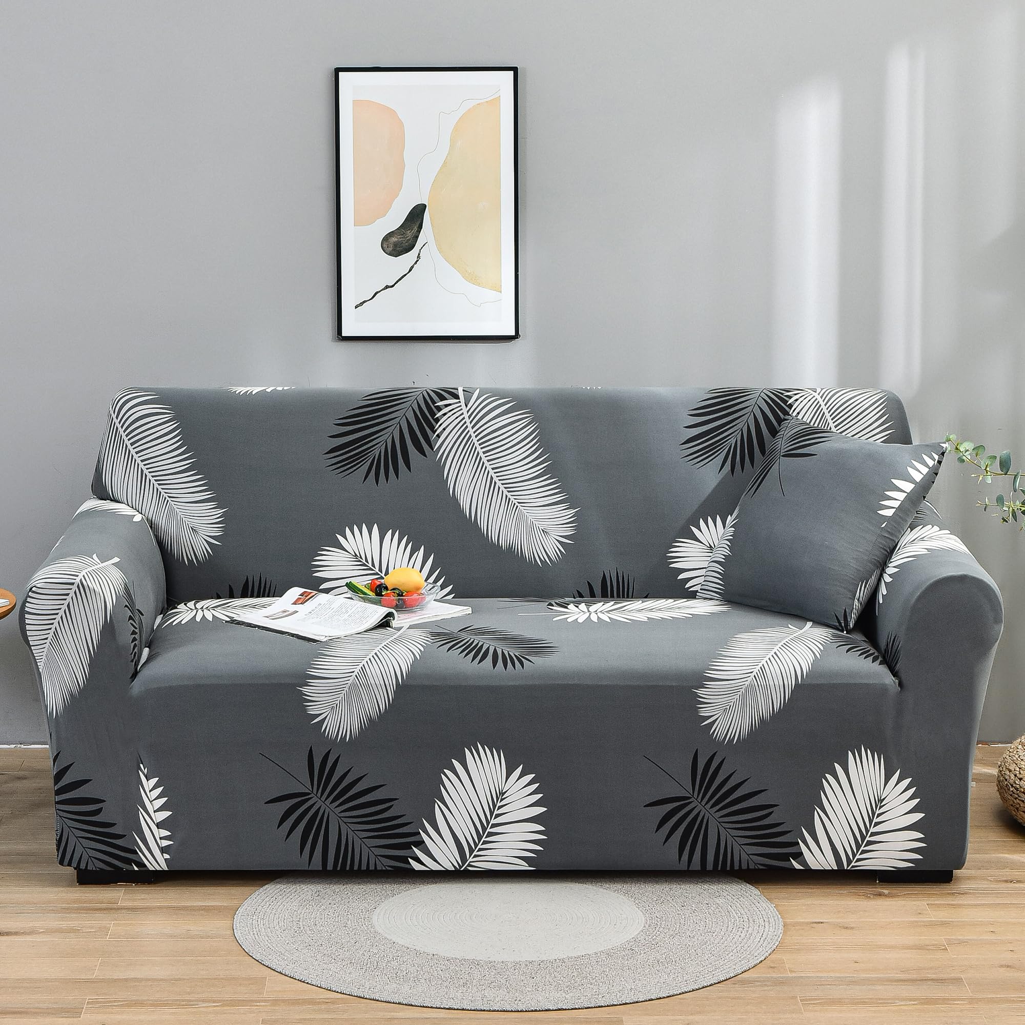 Story@Home Sofa Cover - 2 Seater, Orange & Beige -30