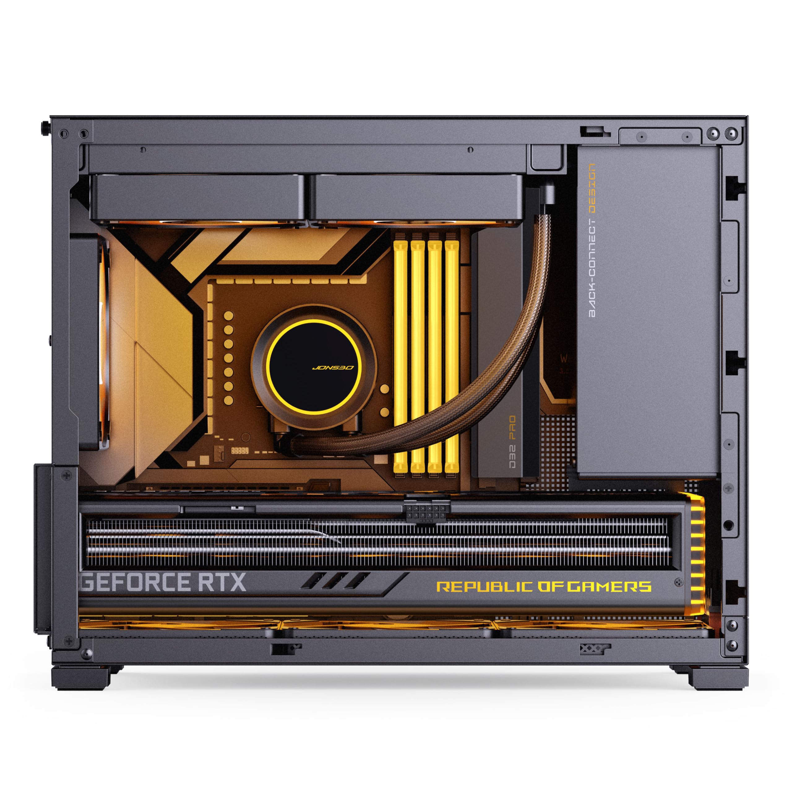 Jonsbo D32 PRO Case PC Nero – Case mATX compatto con supporto Back-Connect, vetro temperato, filtri antipolvere e raffreddamento high-end