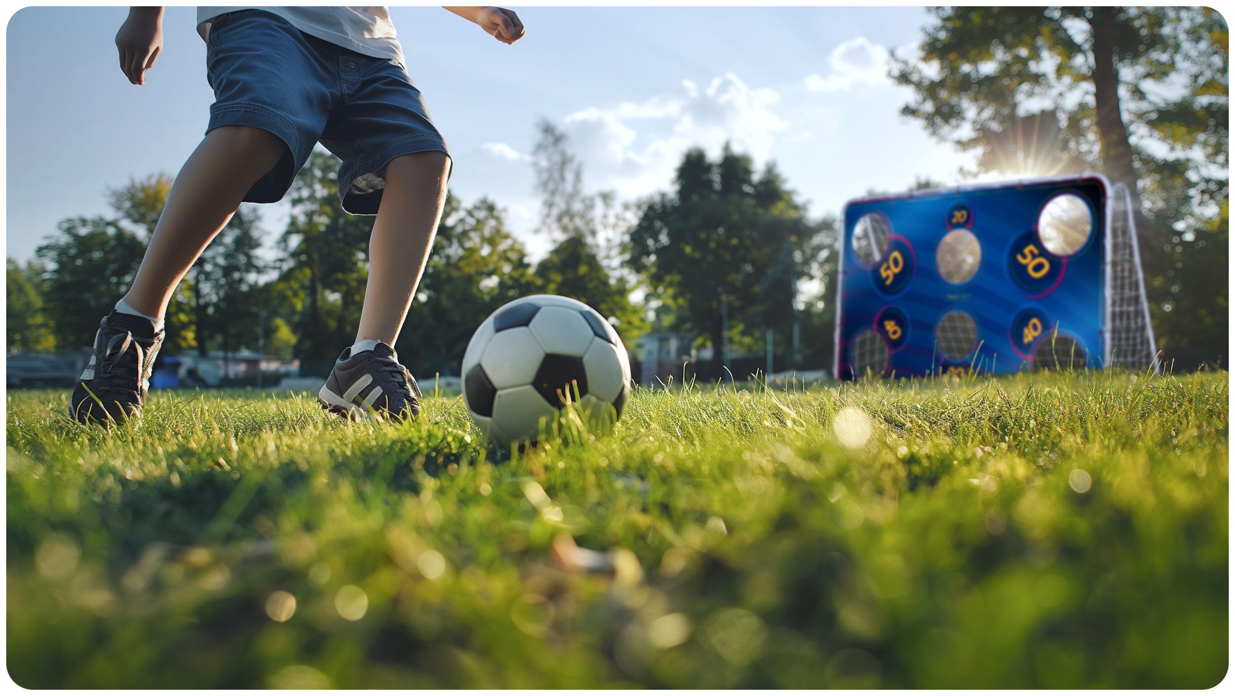 Neo-Sport Blau Portería de fútbol con Agujeros para Disparar Impermeable 215x150 cm Azul