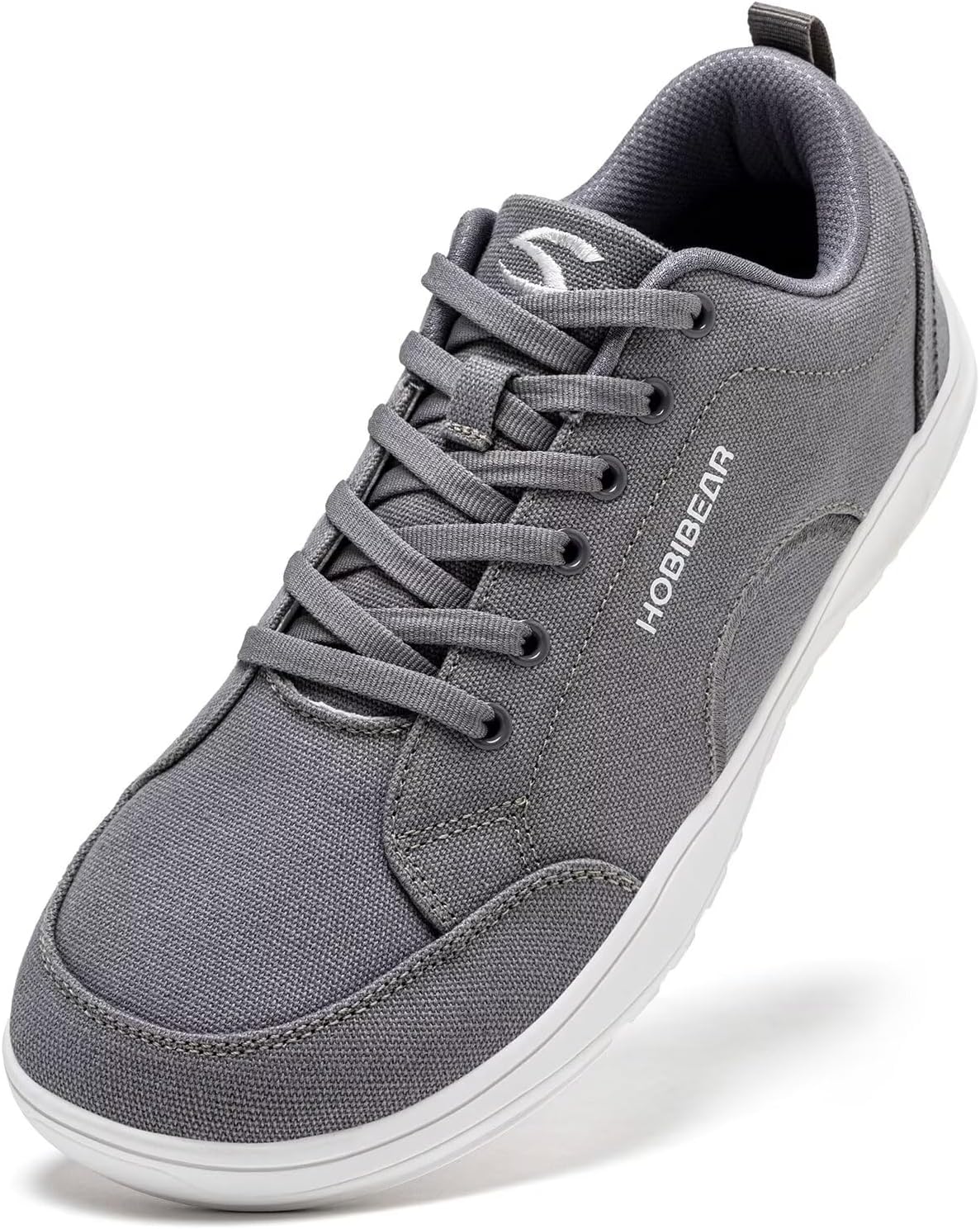 HOBIBEAR Unisex Wide Toe Shoes Minimalist Barefoot Canvas Sneakers Lace-up Walking Shoes for Men Women