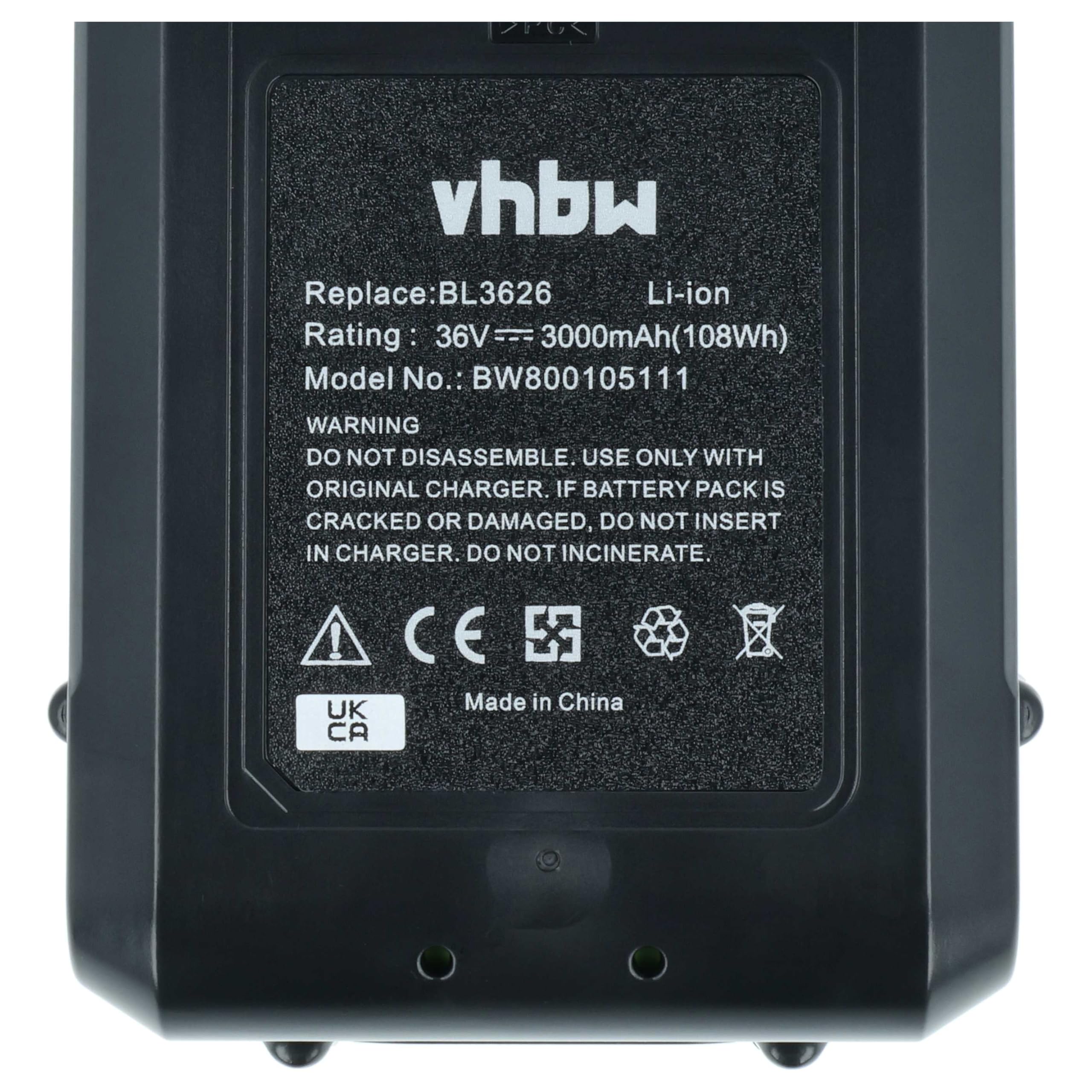 vhbw 2x akumulator litowo-jonowy 3000 mAh (36 V) do elektronarzędzi narzędzia Powertools Tools Makita BBC300, BBC300LRDE, BBC300LZ, BBC300LZ2C, BC231