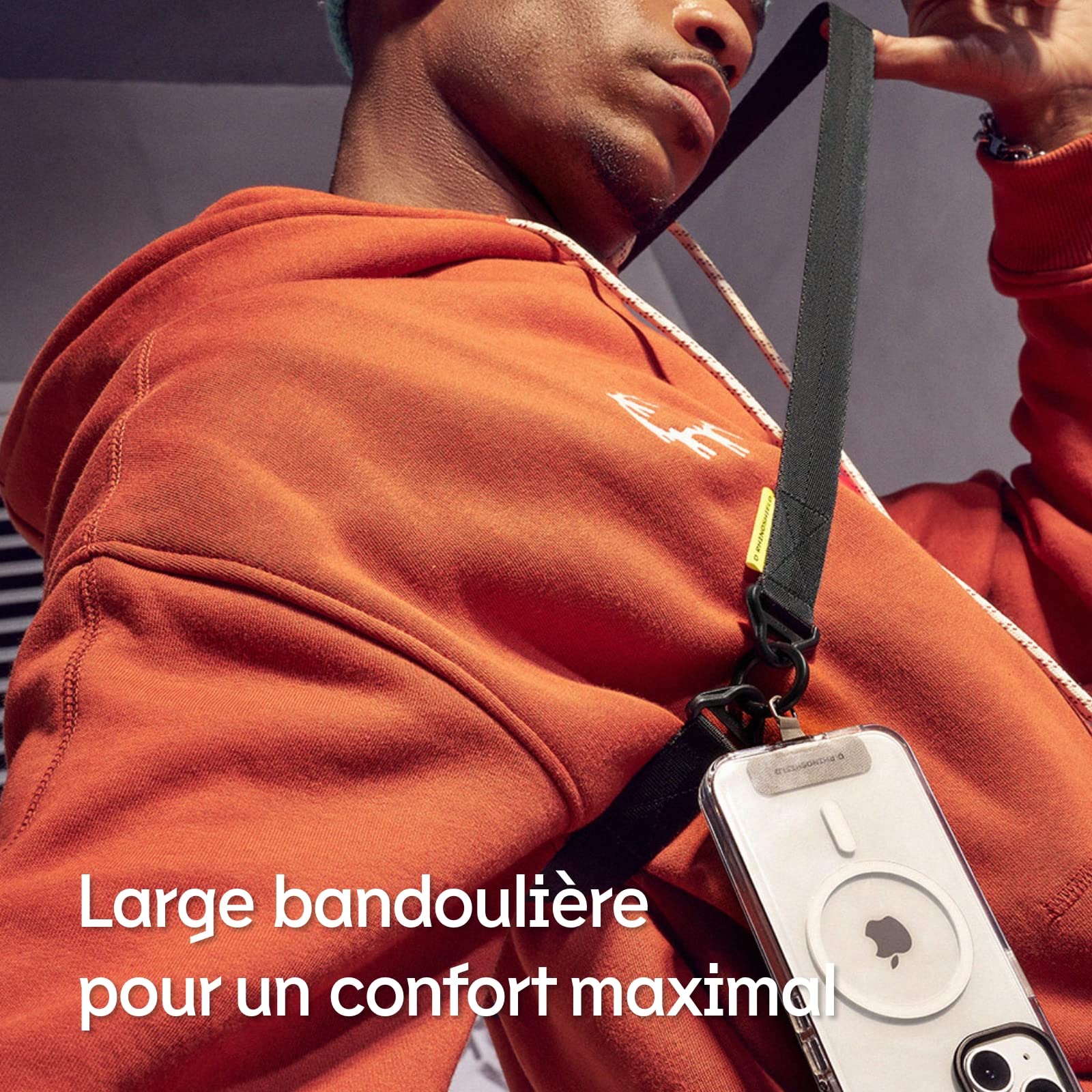 RHINOSHIELD Sangle de téléphone Boucle magnétique avec système d'attache ultra-rapide, boucles supplémentaires pour accrocher des accessoires(Adaptateur pour lanière de téléphone inclus)