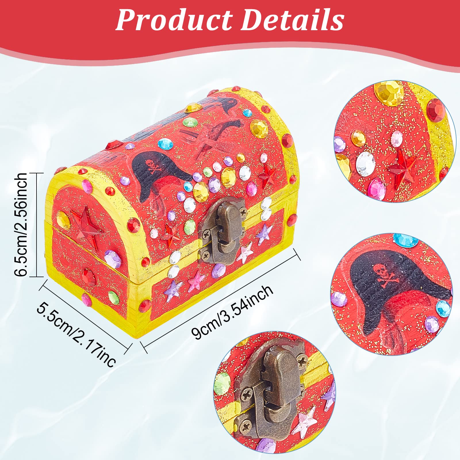 WEBEEDY 2 Set Scrigno Del Tesoro Pirata In Legno Da Decorare - Pittura E Adesivi Per Bambini
