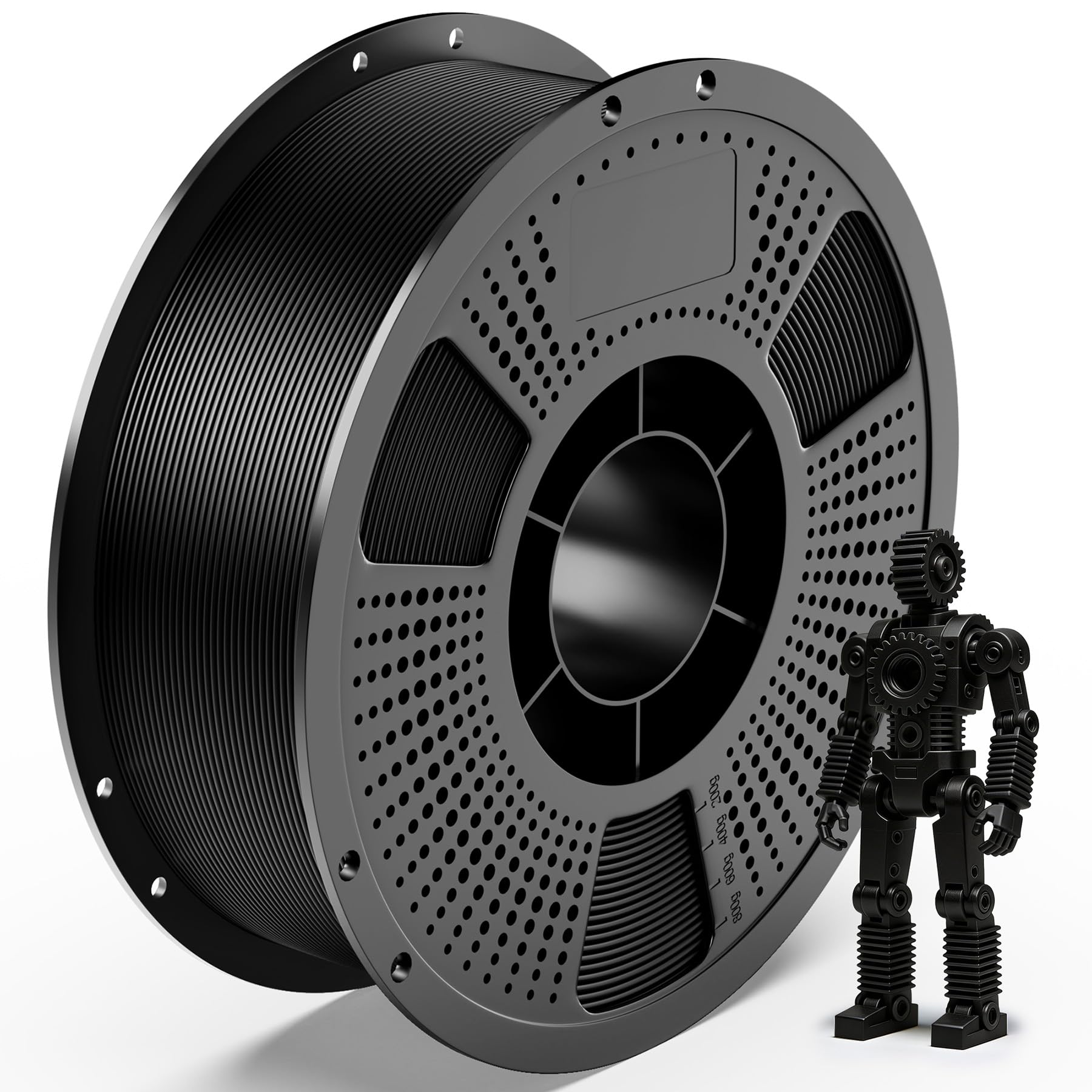 Filament PETG de 1,75 mm, filament PETG rapide pour imprimante 3D, ténacité, précision dimensionnelle +/- 0,03 mm, compatible avec la plupart des imprimantes 3D FDM, bobine de 1 kg, noir
