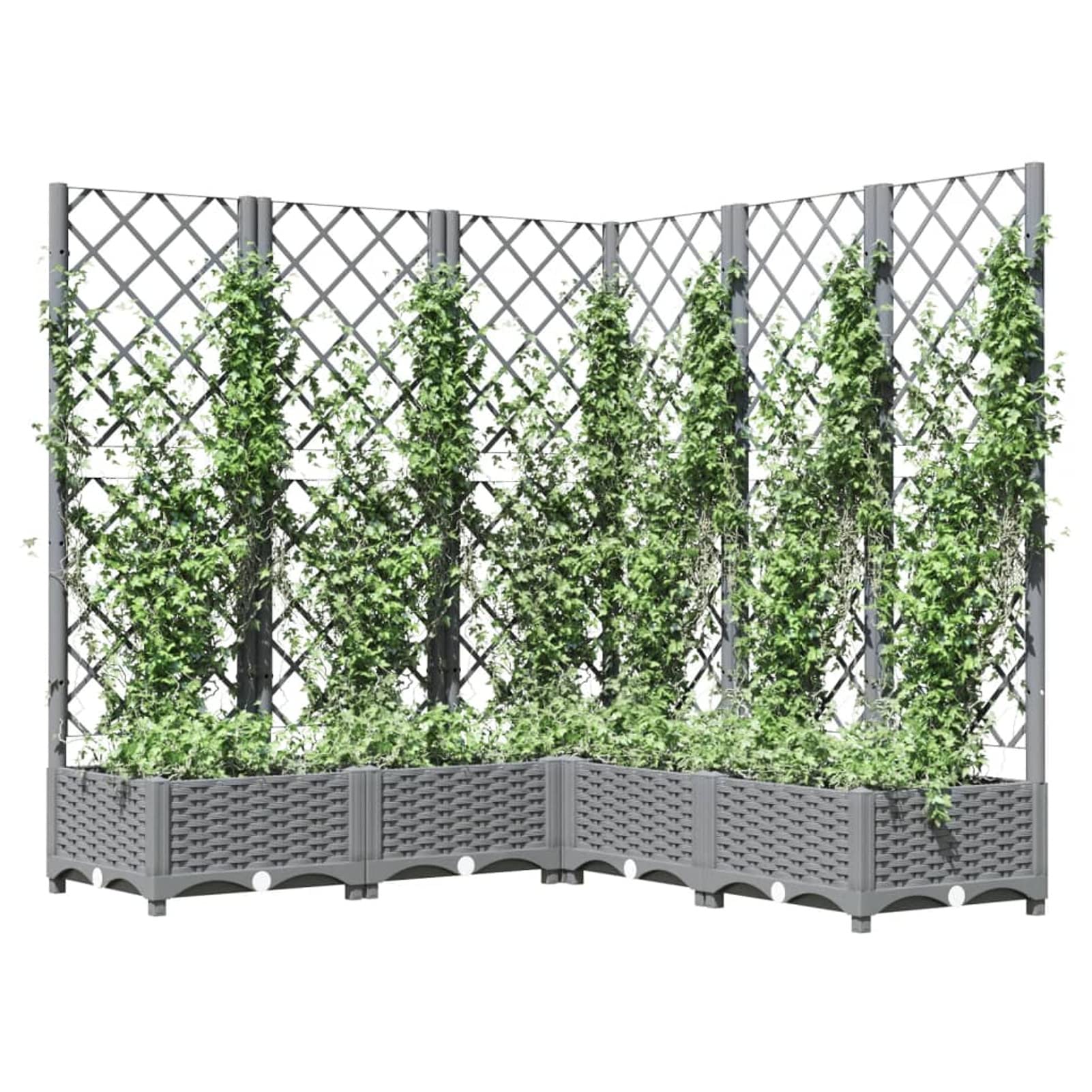 Gecheer Planter Box with Trellis Trough Planter with Topped Trellis, Rectangular Flowerpot With Lattice, Flower Raised Bed Light Grey 120x120x121.5 cm PP