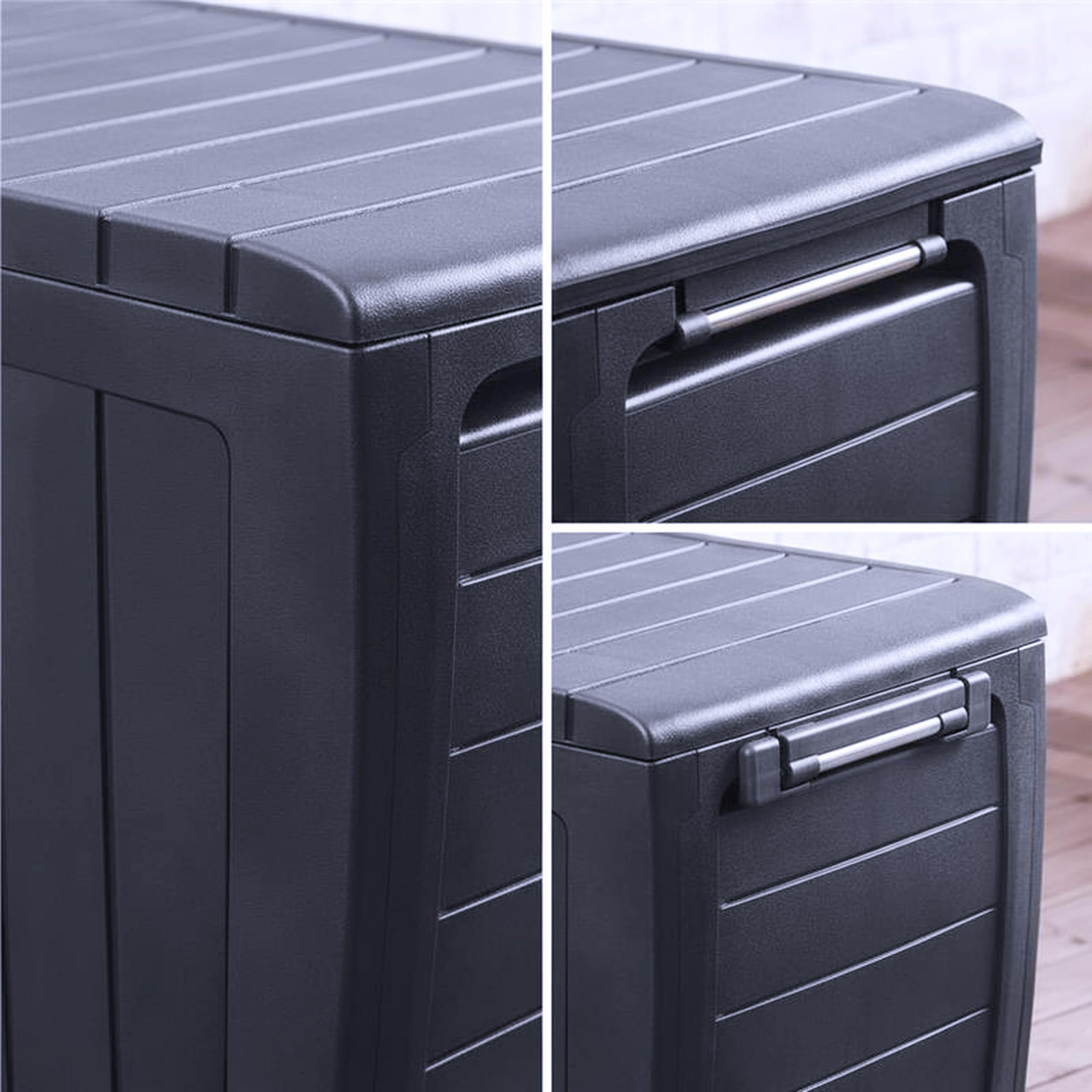 Deuba Baule da Giardino 270 l Polyrattan Organizer Balcone Coperchio Richiudibile
