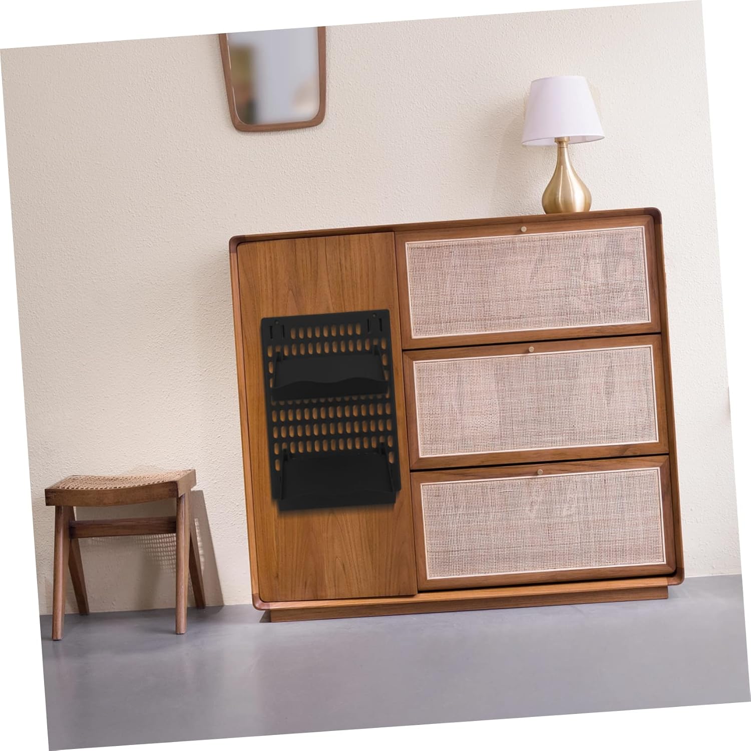 Wall Mounted Shoe Rack No Punching Slipper Organizer Easy Install Adhesive Design Space-Saving Storage for Bathroom Entryway and Living Room Versatile Slipper Holder Black Large