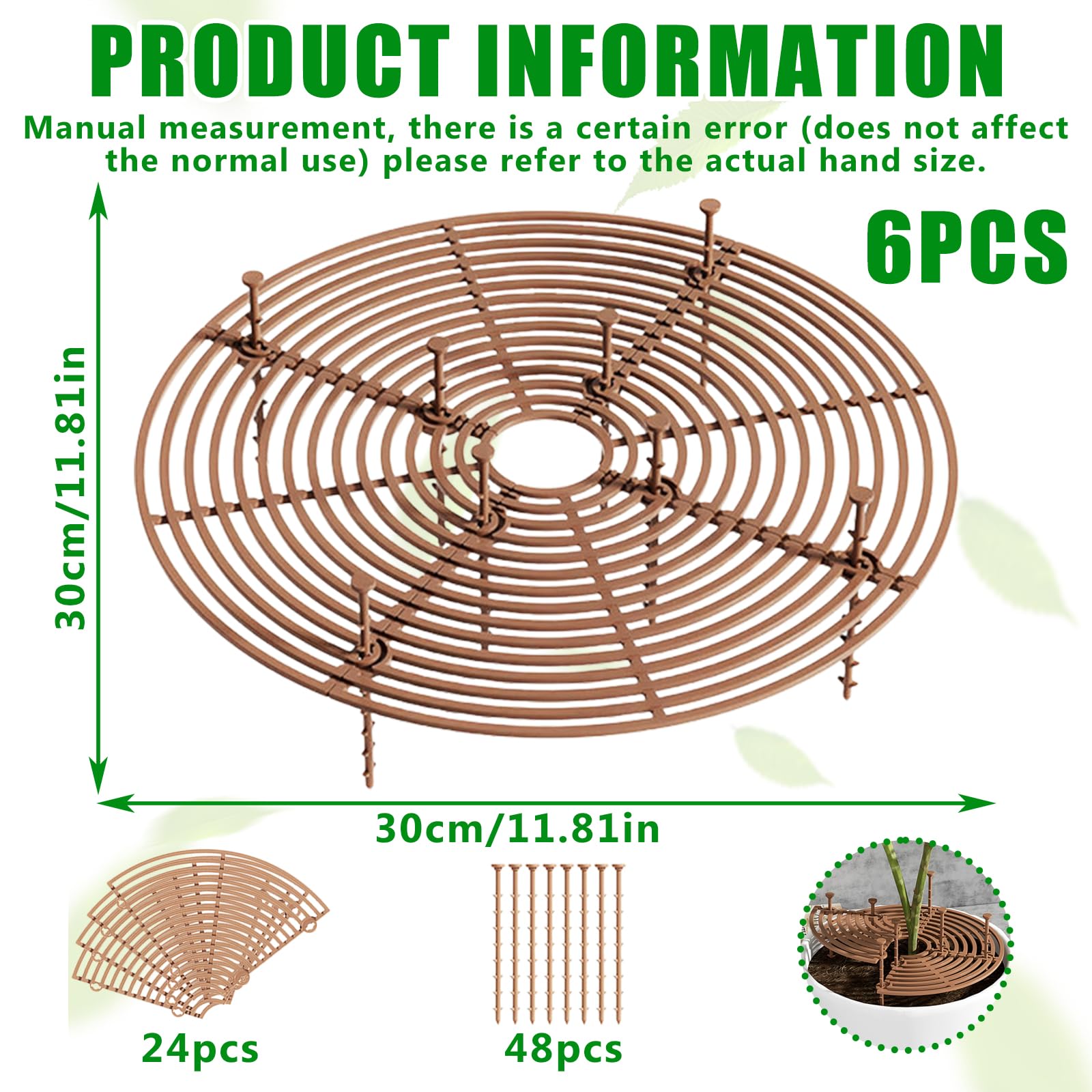 Lot de 6 grilles de protection rondes pour plantes - 30 cm - Protection pour pot de fleurs - Support de pot de fleurs - Grille pour pots de fleurs - Grille pour enfants et animaux domestiques